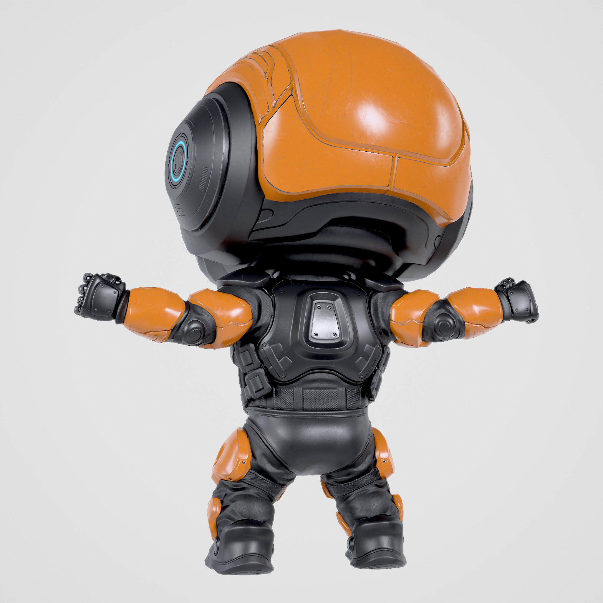 Cute Robot Orange  Low-poly 3D model_11