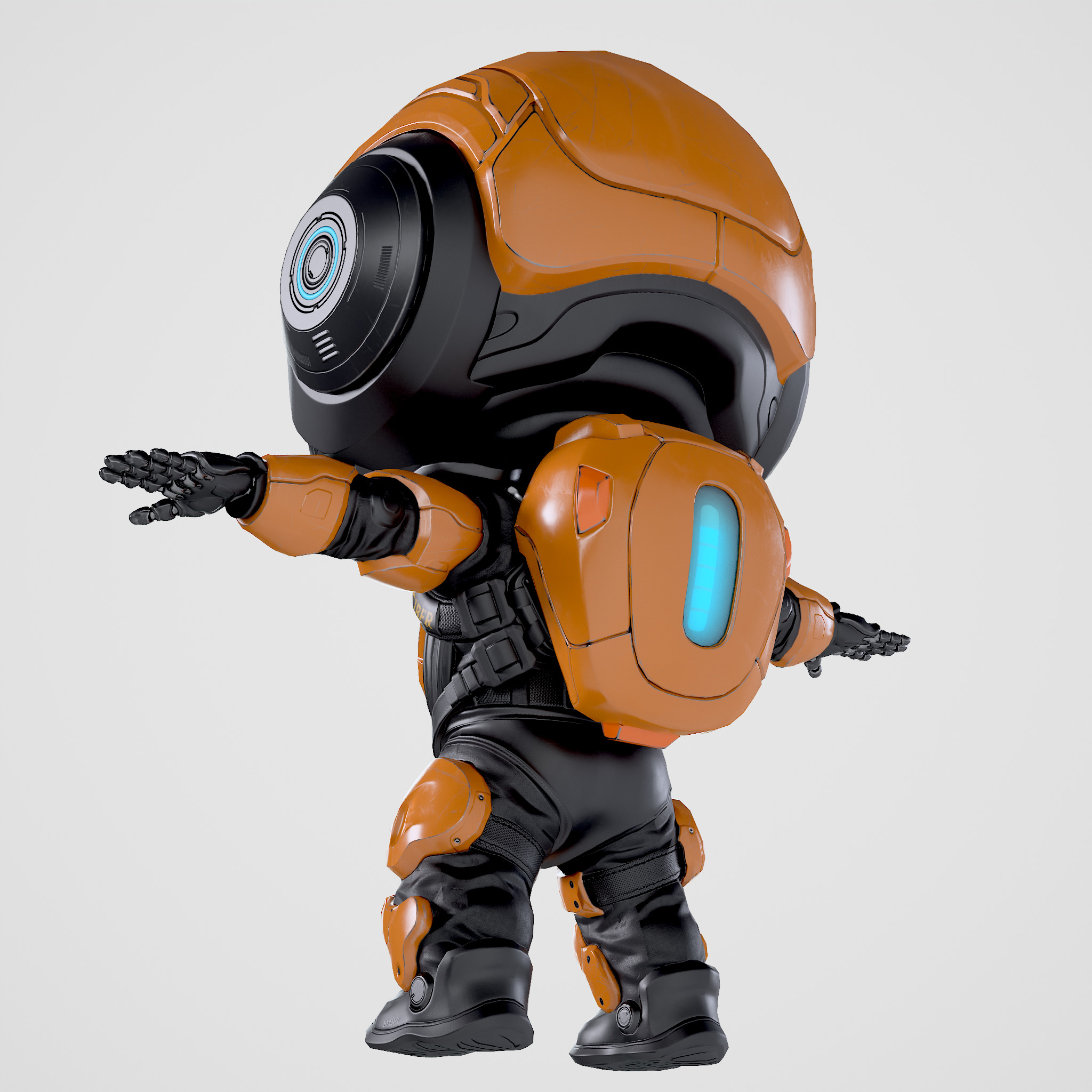 Cute Robot Orange  Low-poly 3D model_15