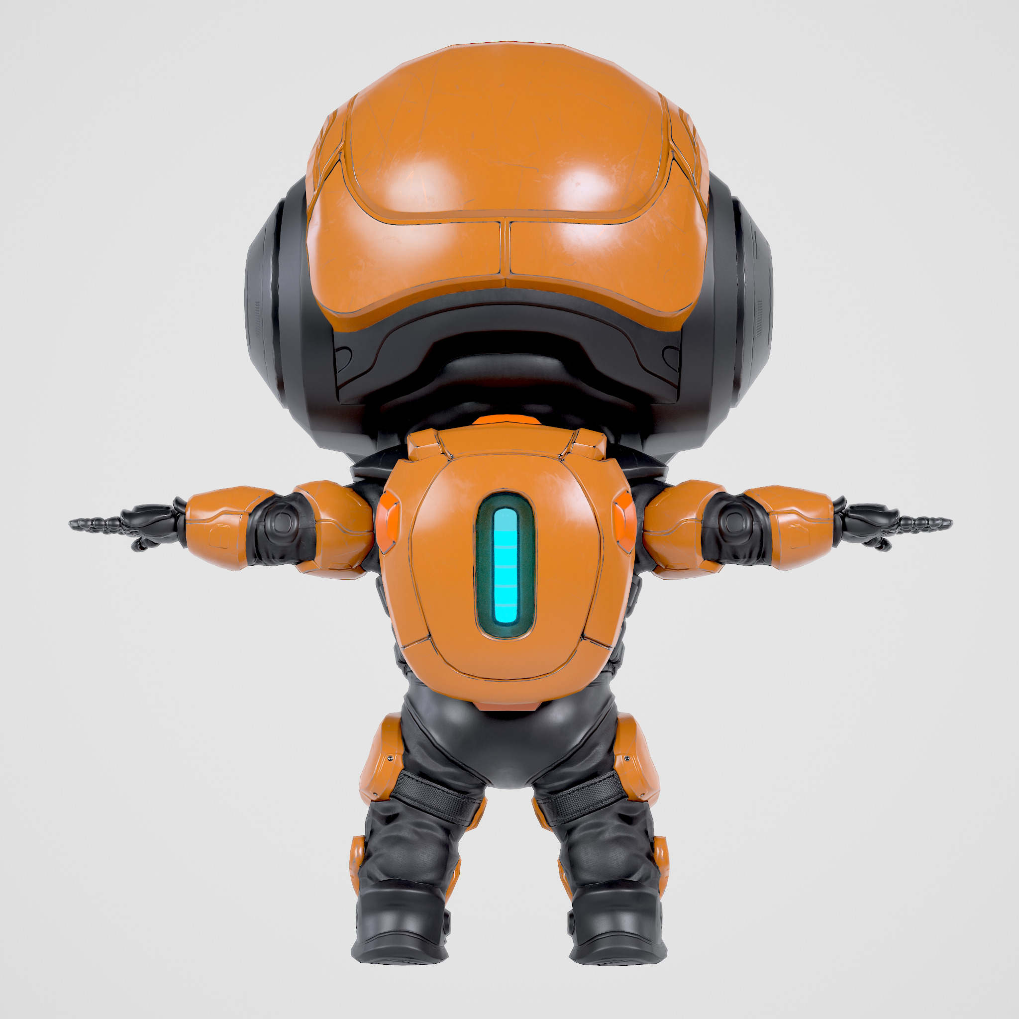 Cute Robot Orange  Low-poly 3D model_9