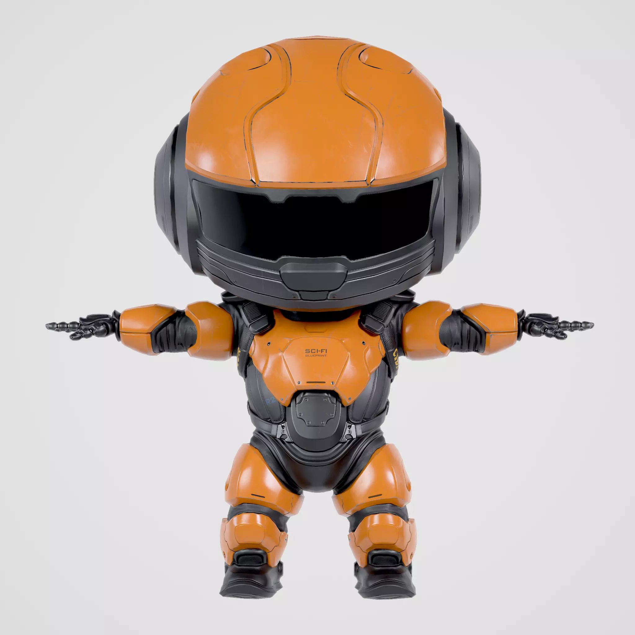 Cute Robot Orange  Low-poly 3D model_0