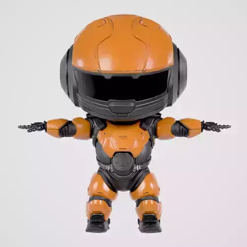 Cute Robot Orange  Low-poly 3D model