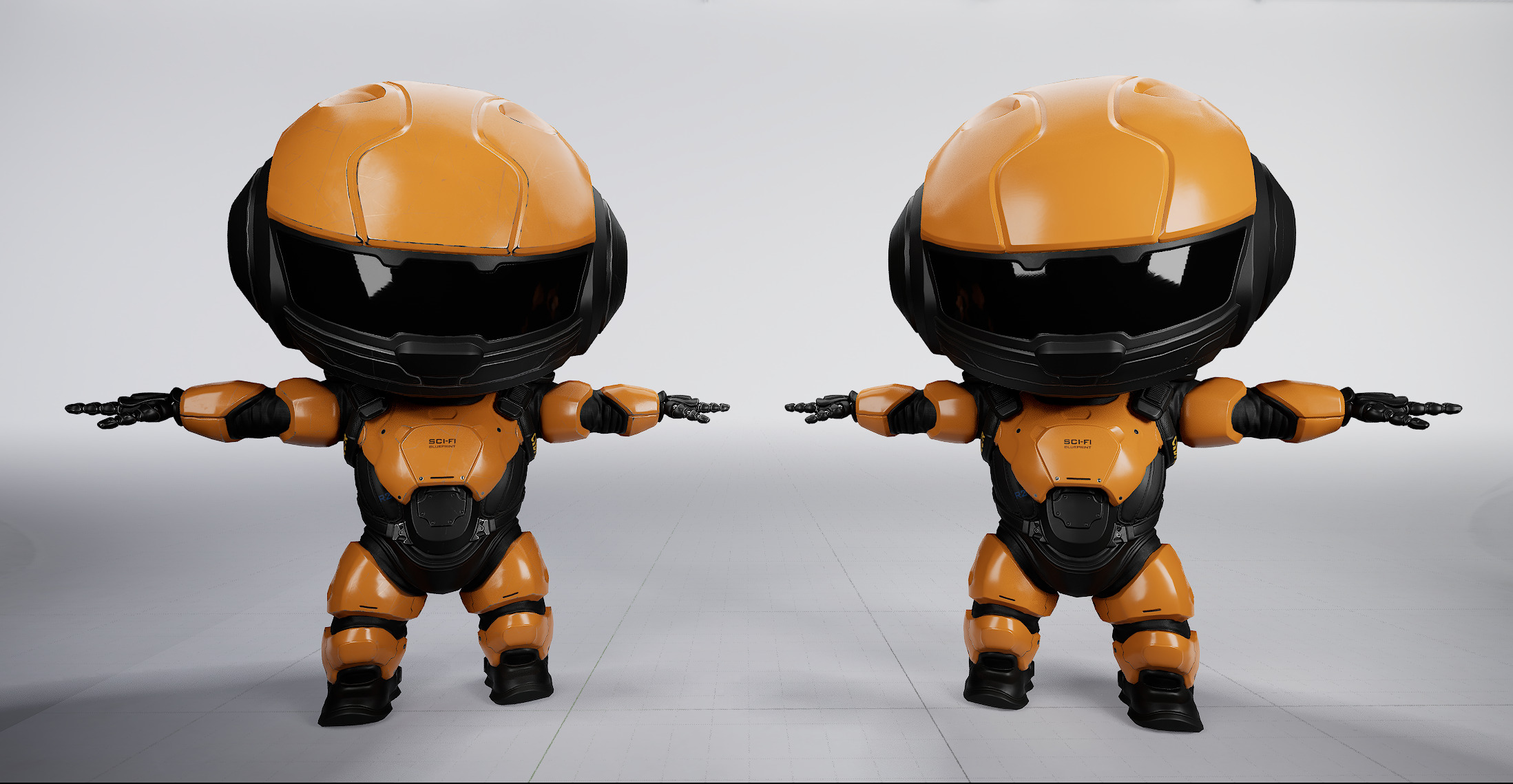 Cute Robot Orange  Low-poly 3D model_28