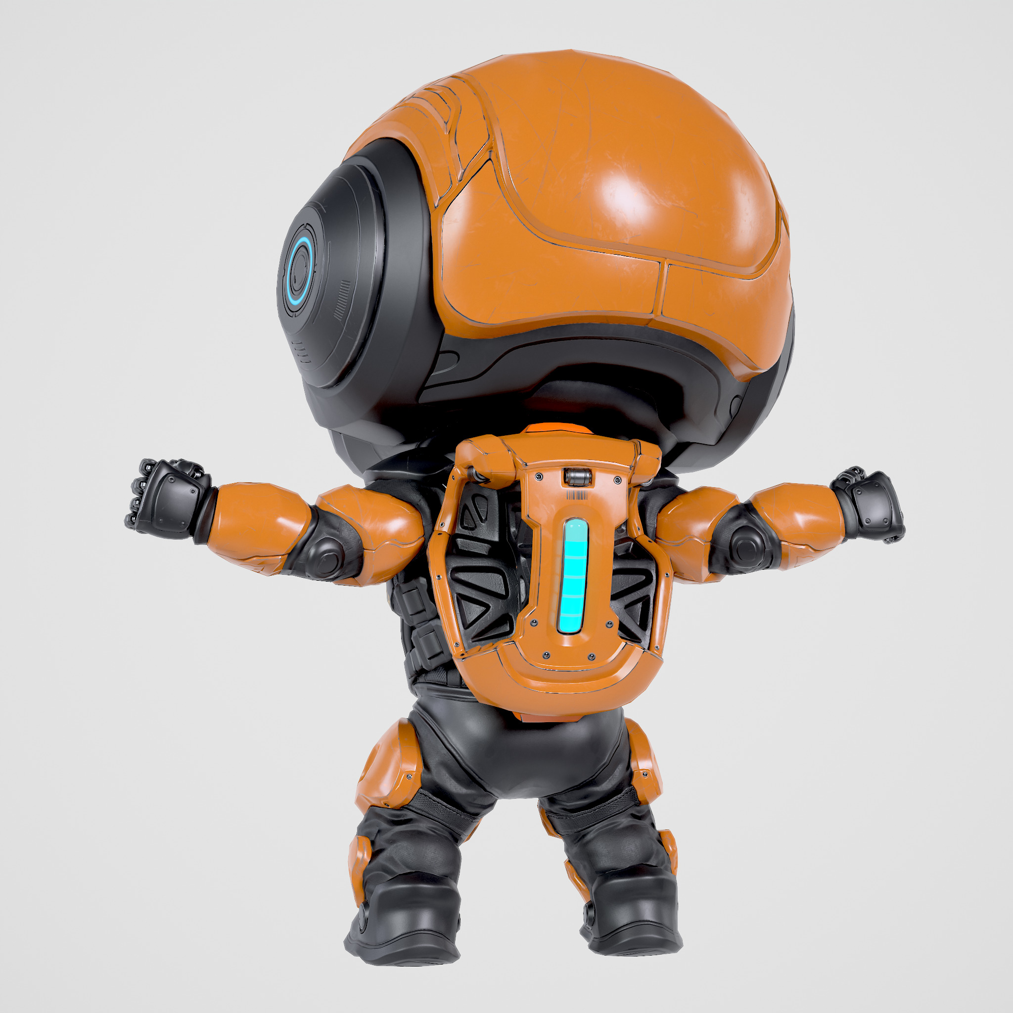 Cute Robot Orange  Low-poly 3D model_12