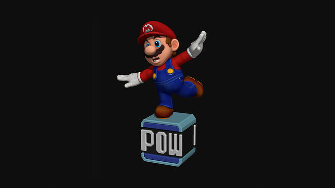 Printable Mario on POW Block 3D print model