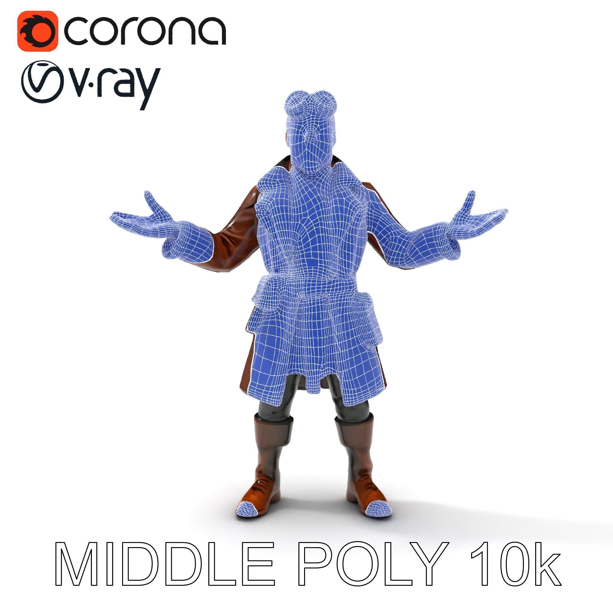 Steampunk Adventurer with Goggles and Leather Coat D Model Low-poly 3D model_11