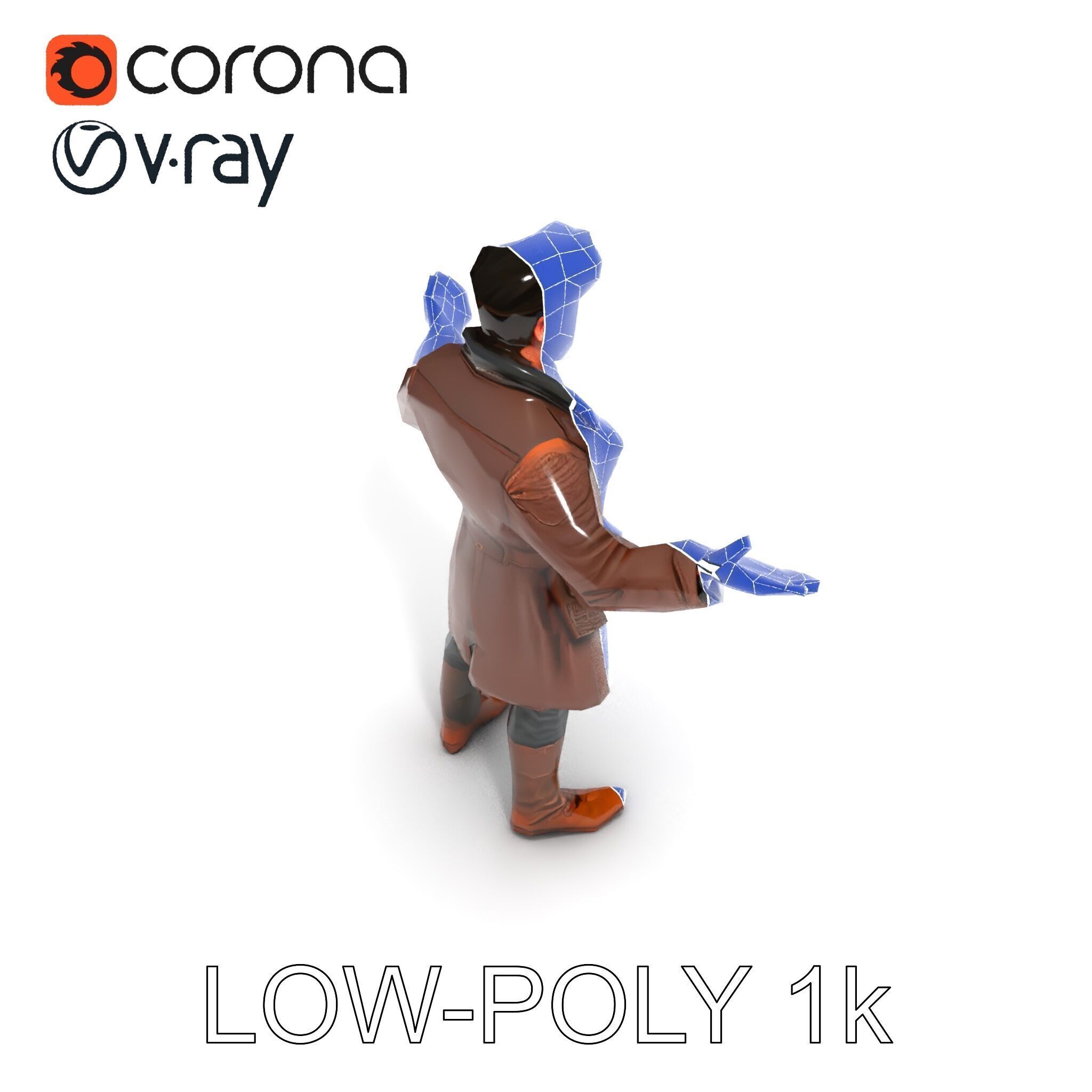 Steampunk Adventurer with Goggles and Leather Coat D Model Low-poly 3D model_23