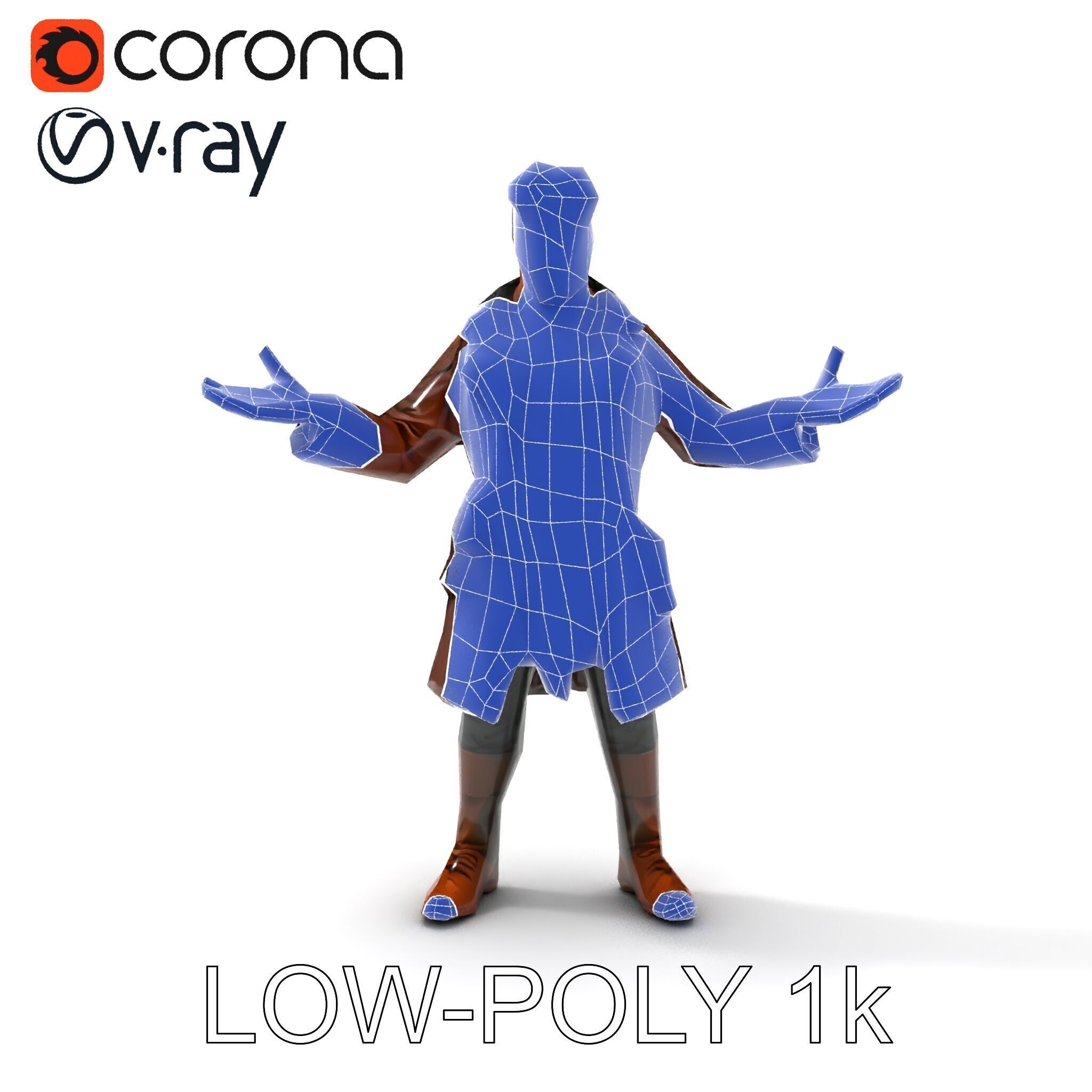 Steampunk Adventurer with Goggles and Leather Coat D Model Low-poly 3D model_28