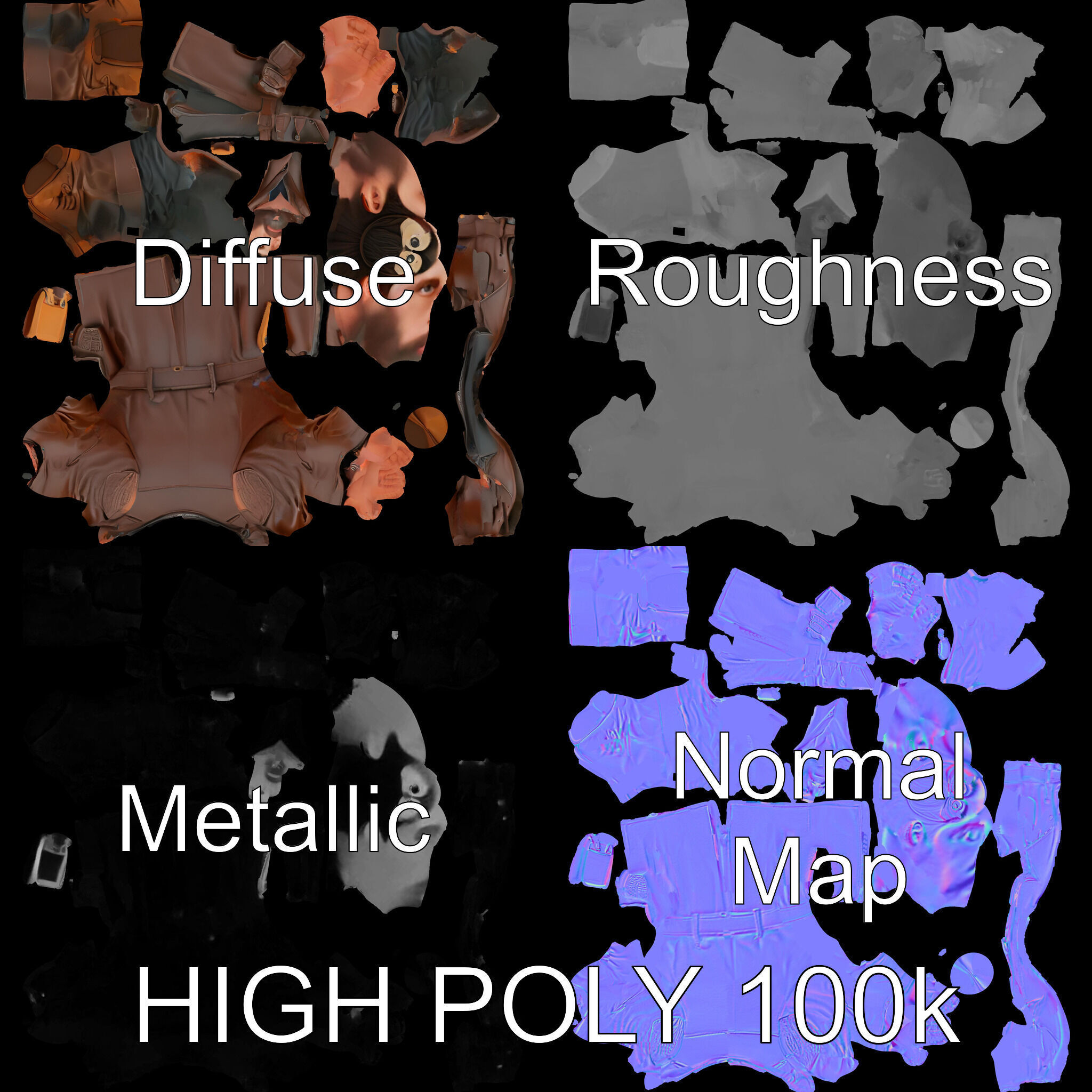 Steampunk Adventurer with Goggles and Leather Coat D Model Low-poly 3D model_2