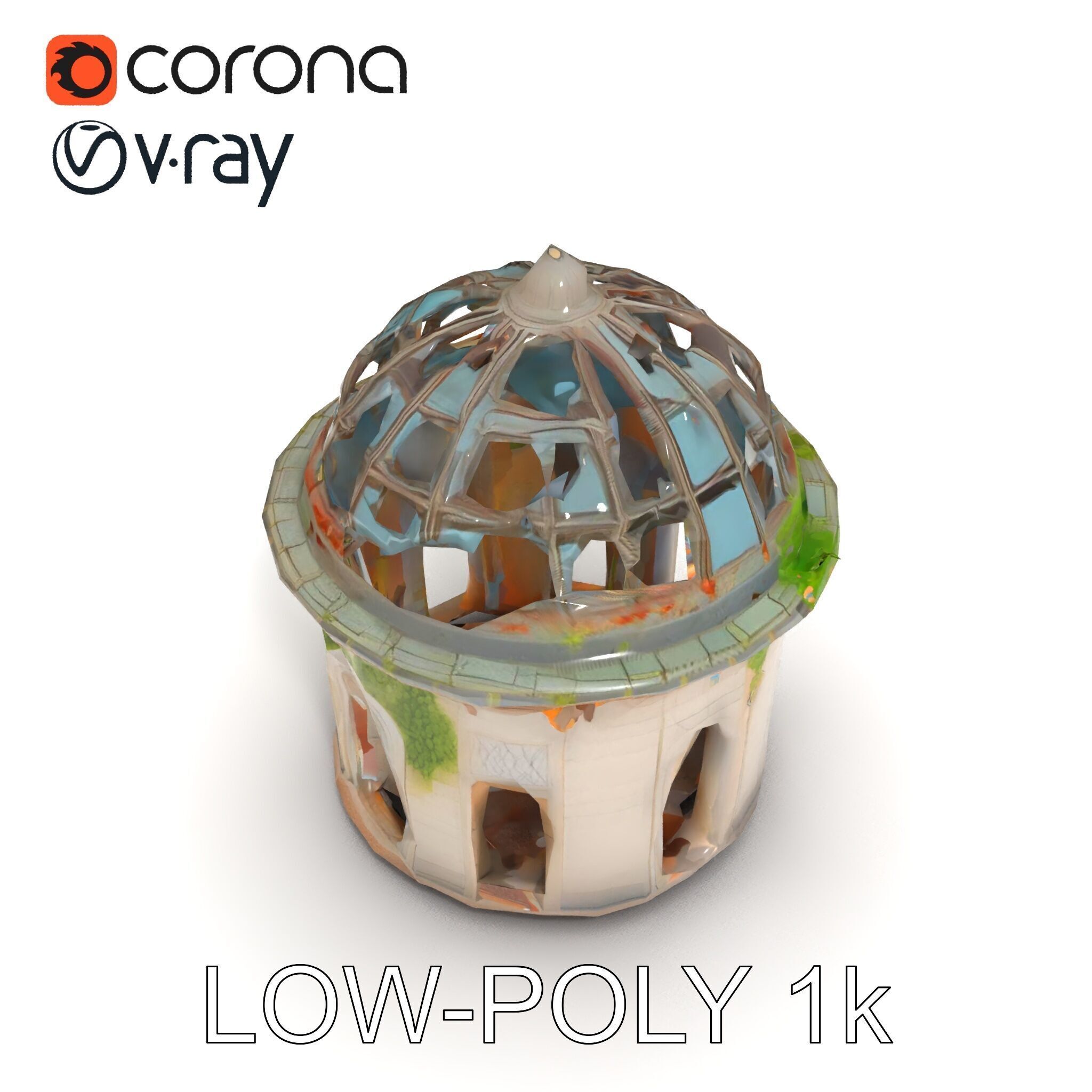 Ruined Gazebo Architectural Model Pack Low-poly 3D model_28