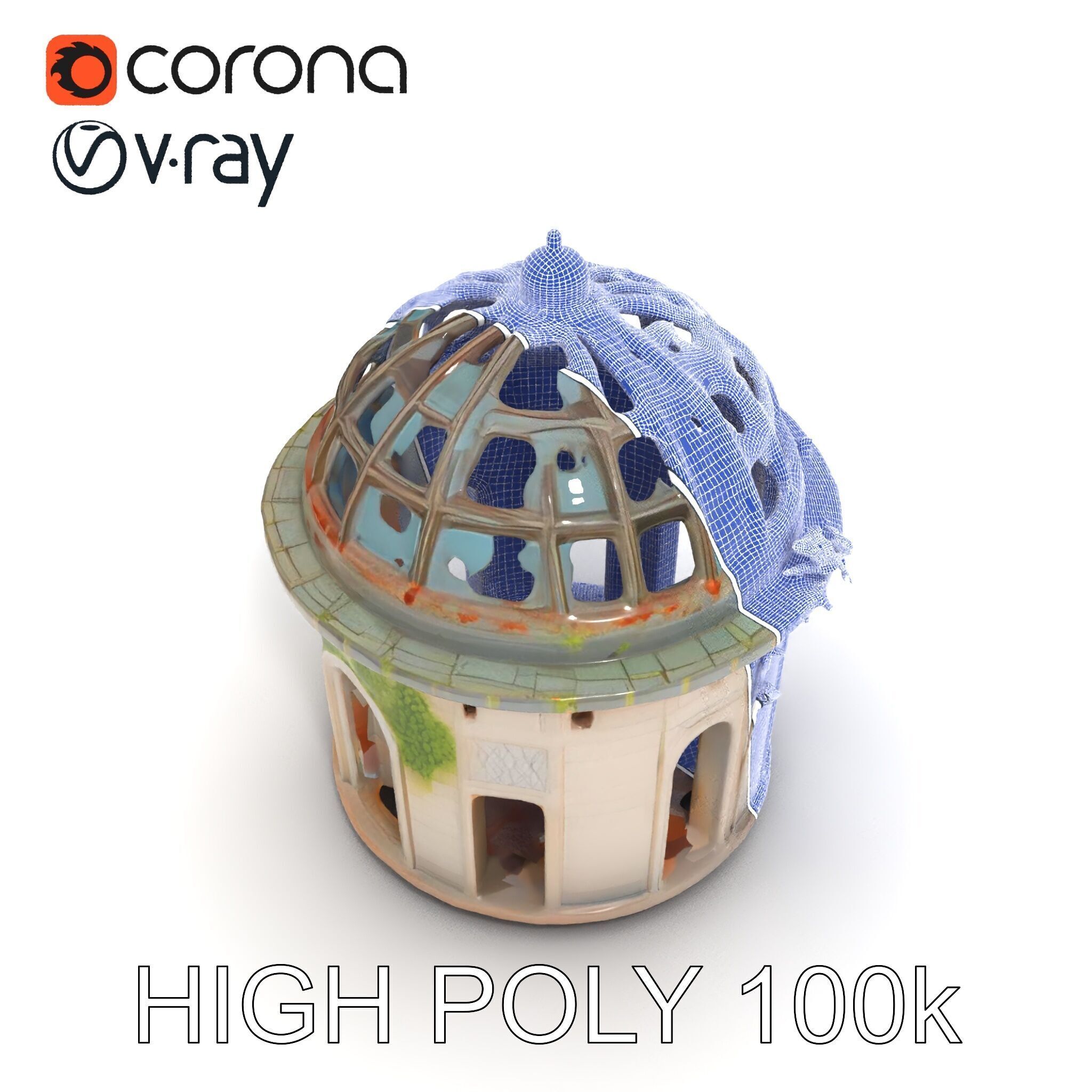 Ruined Gazebo Architectural Model Pack Low-poly 3D model_29