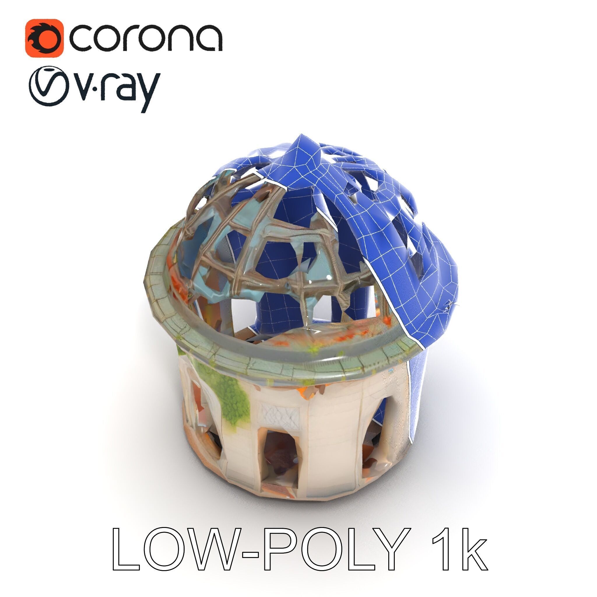 Ruined Gazebo Architectural Model Pack Low-poly 3D model_31