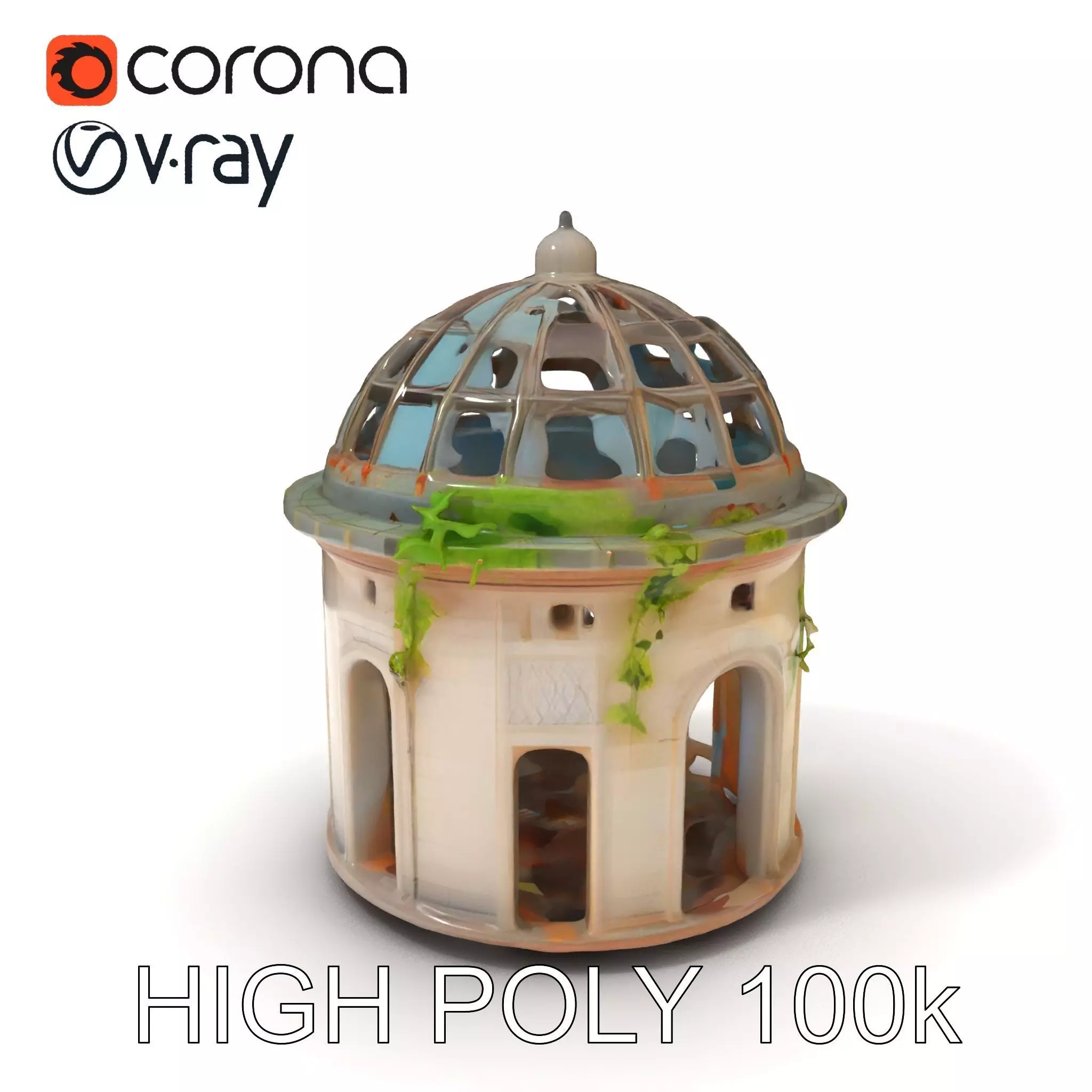 Ruined Gazebo Architectural Model Pack Low-poly 3D model_0