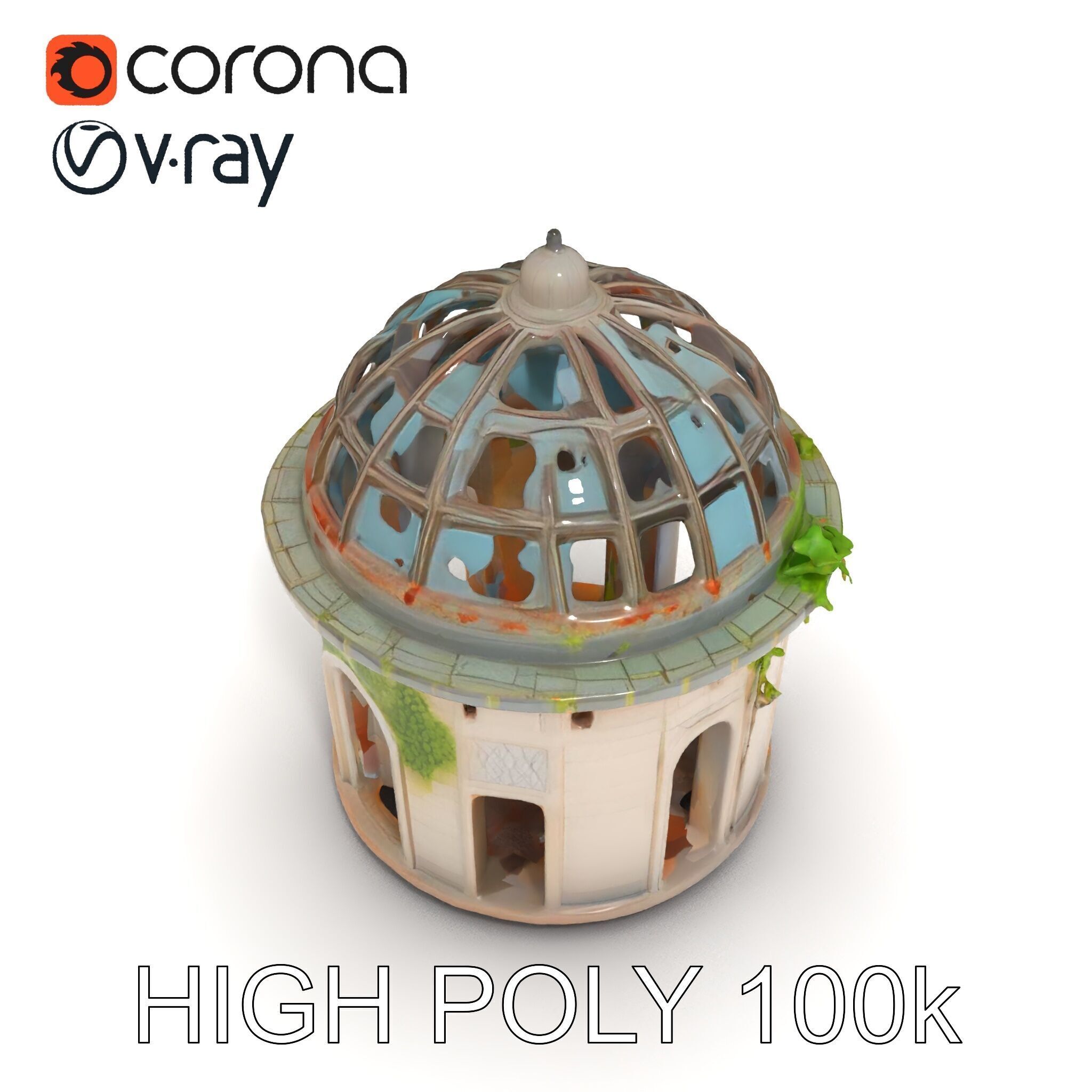 Ruined Gazebo Architectural Model Pack Low-poly 3D model_16