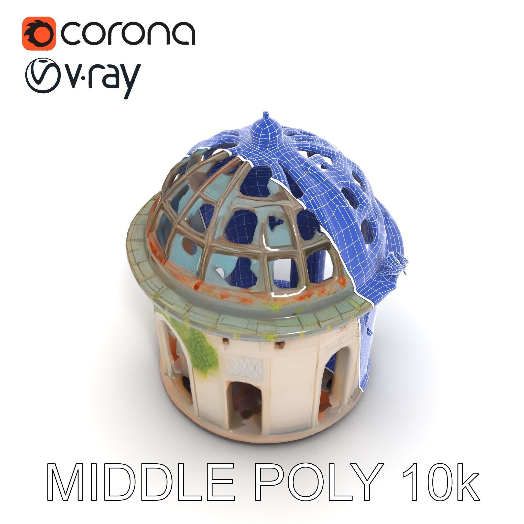 Ruined Gazebo Architectural Model Pack Low-poly 3D model_6