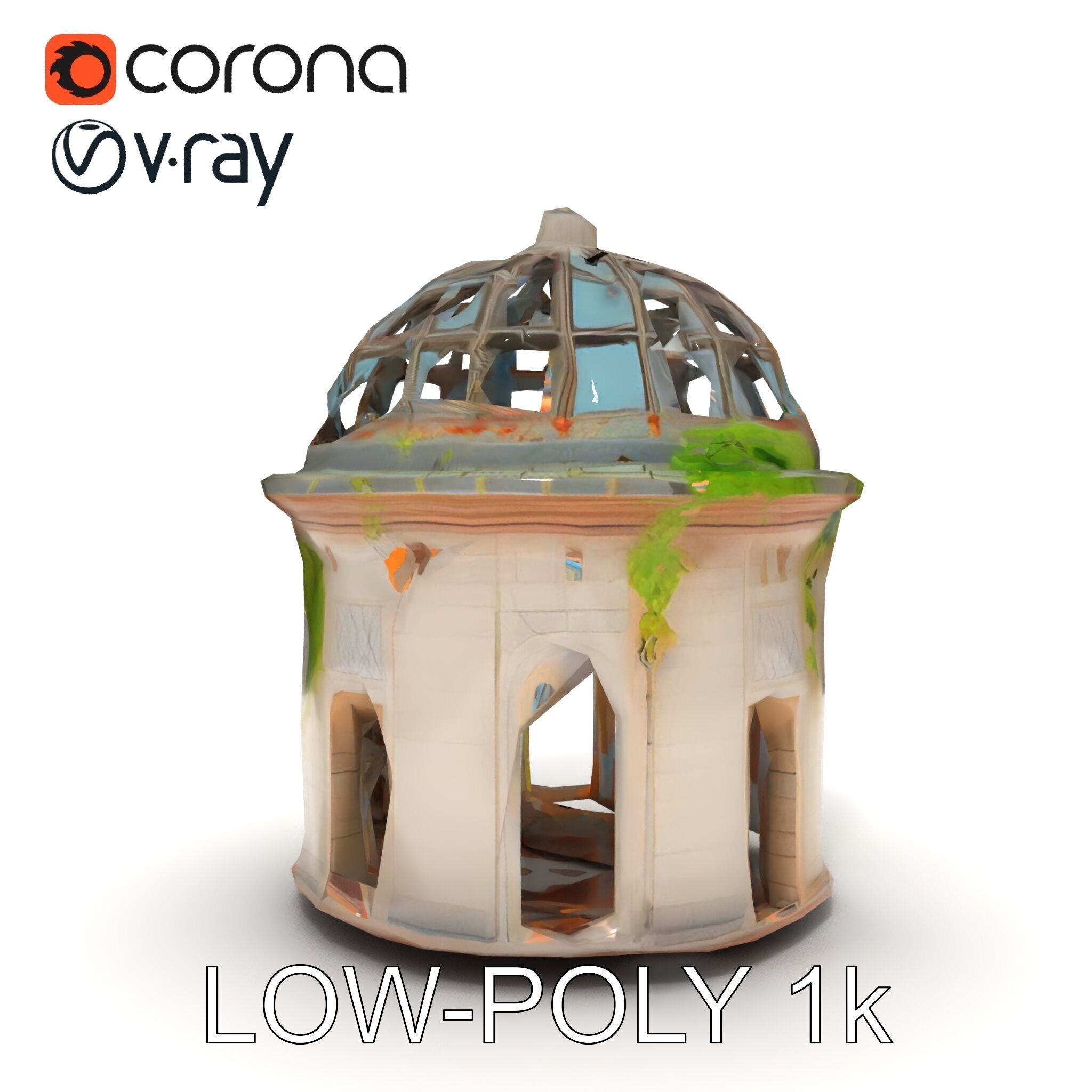 Ruined Gazebo Architectural Model Pack Low-poly 3D model_33