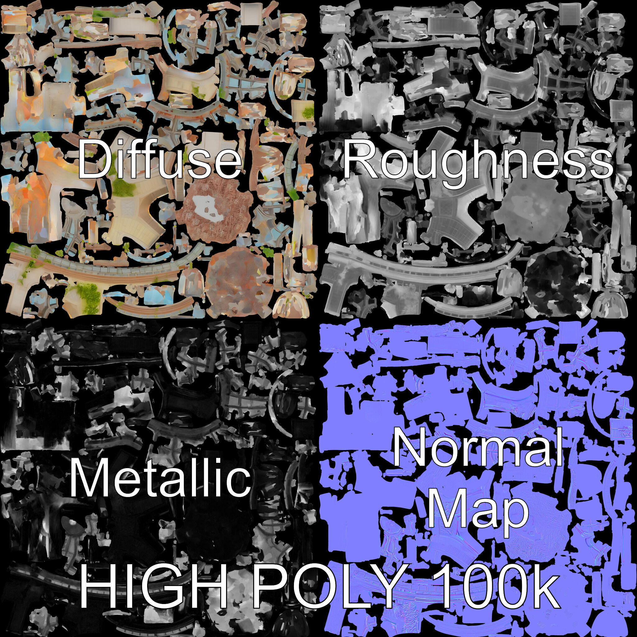 Ruined Gazebo Architectural Model Pack Low-poly 3D model_2