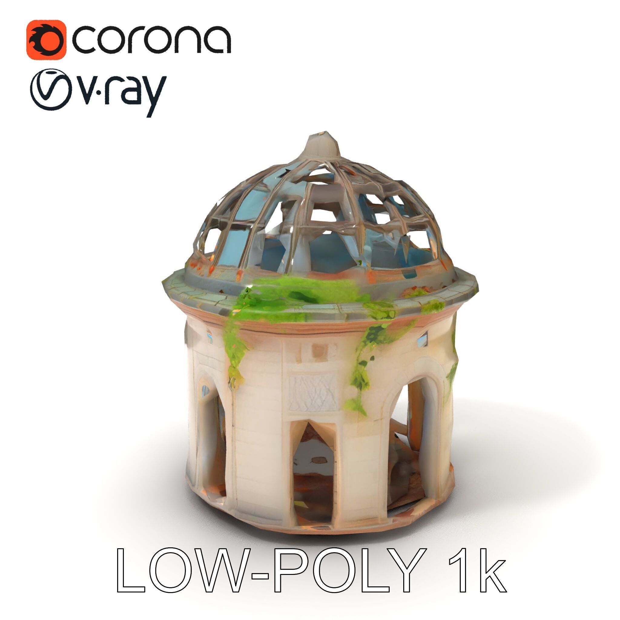 Ruined Gazebo Architectural Model Pack Low-poly 3D model_12