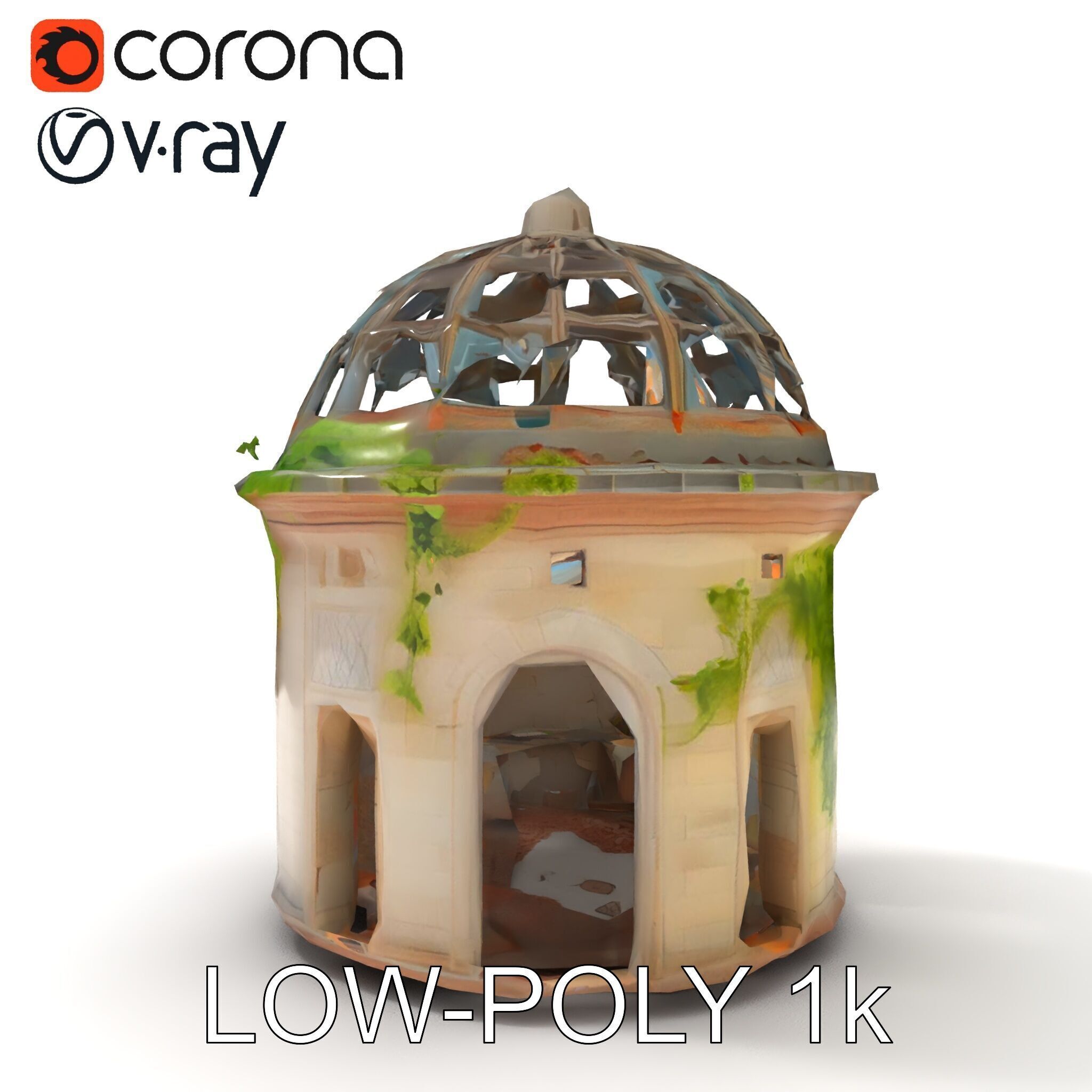 Ruined Gazebo Architectural Model Pack Low-poly 3D model_9