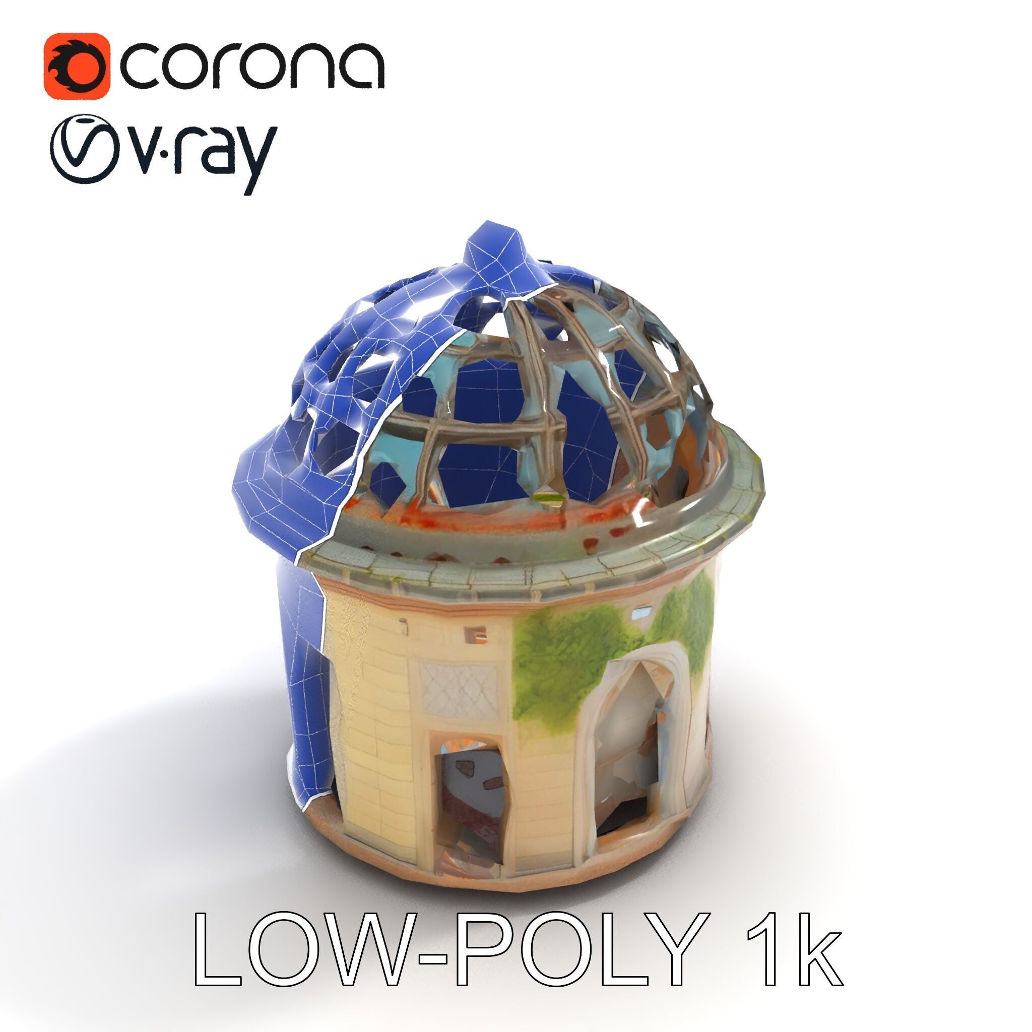 Ruined Gazebo Architectural Model Pack Low-poly 3D model_15