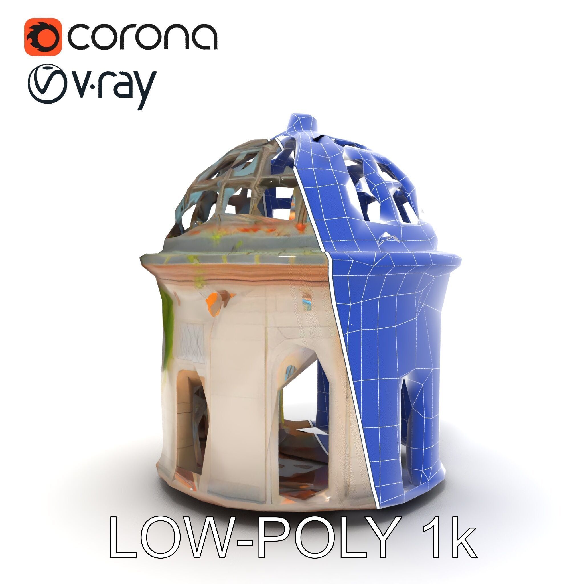 Ruined Gazebo Architectural Model Pack Low-poly 3D model_18