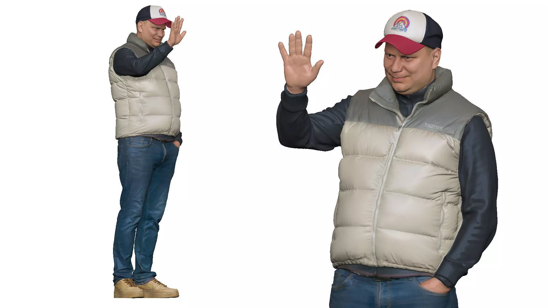 001615 Casual Man Waving Friendly Urban Character 3D model