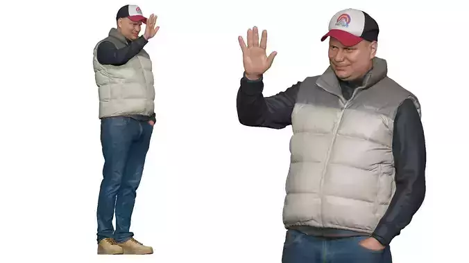 001615 Casual Man Waving Friendly Urban Character