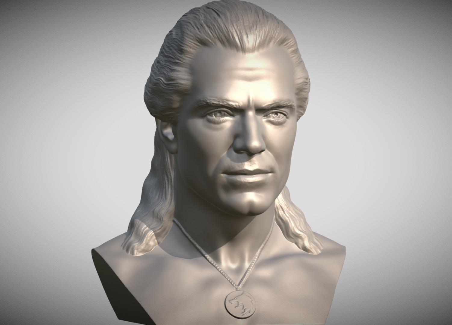 Geralt of Rivia The Witcher Cavill bust 3D print model_8