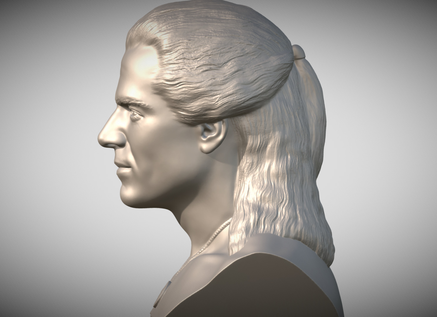 Geralt of Rivia The Witcher Cavill bust 3D print model_3