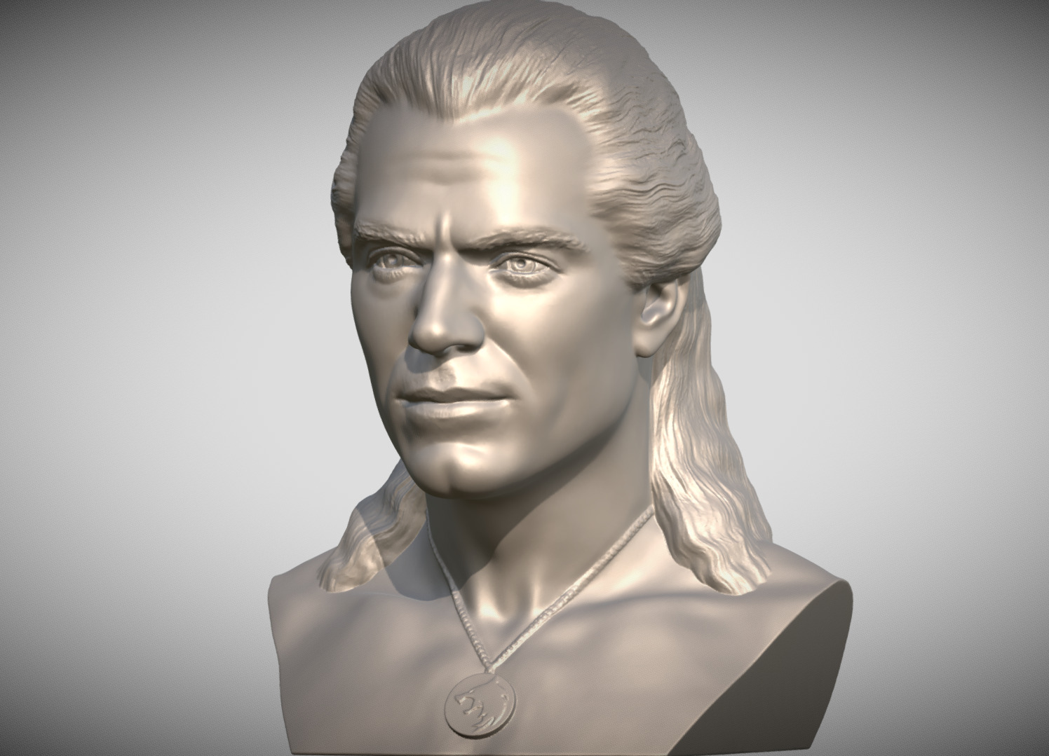 Geralt of Rivia The Witcher Cavill bust 3D print model_1