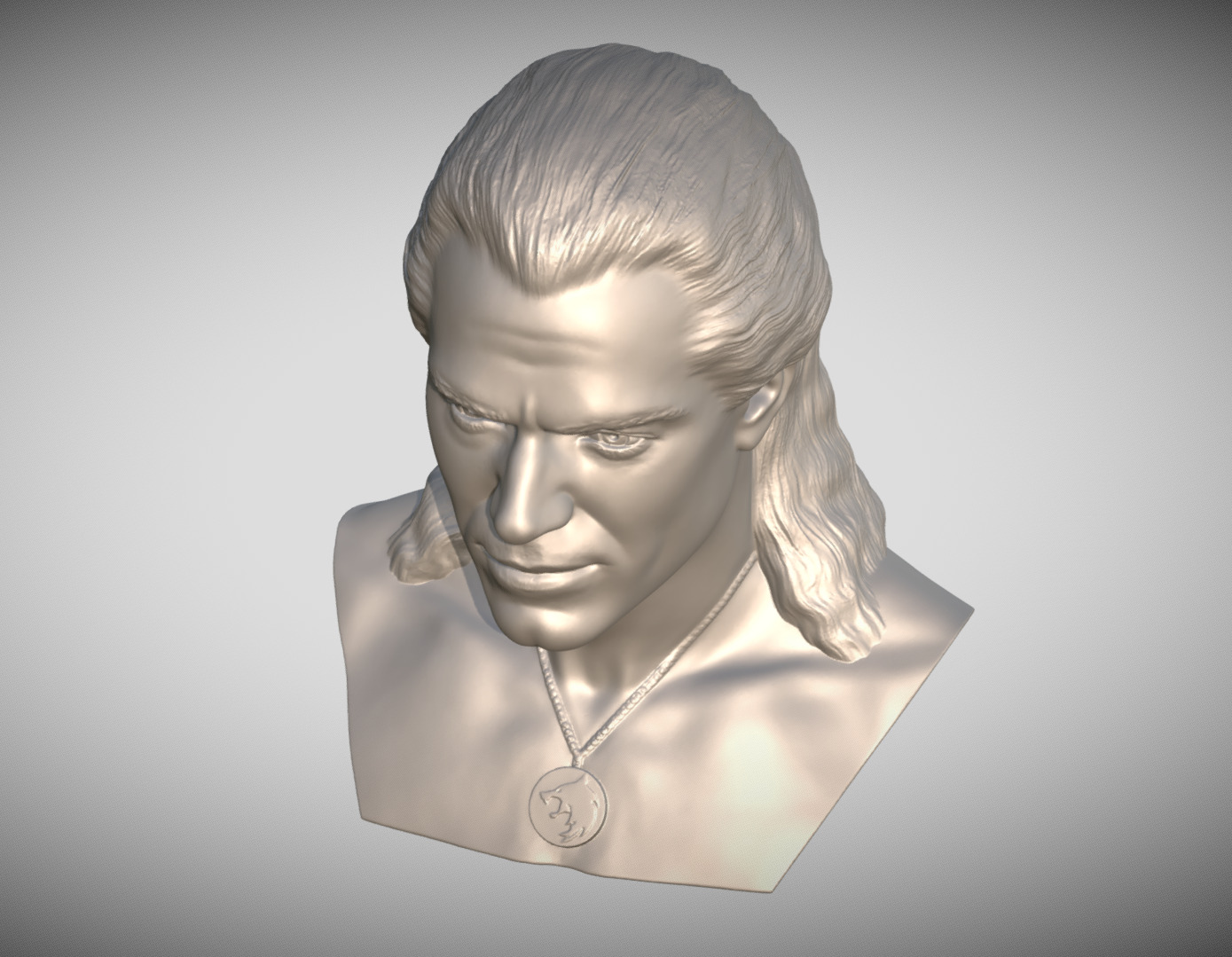 Geralt of Rivia The Witcher Cavill bust 3D print model_11