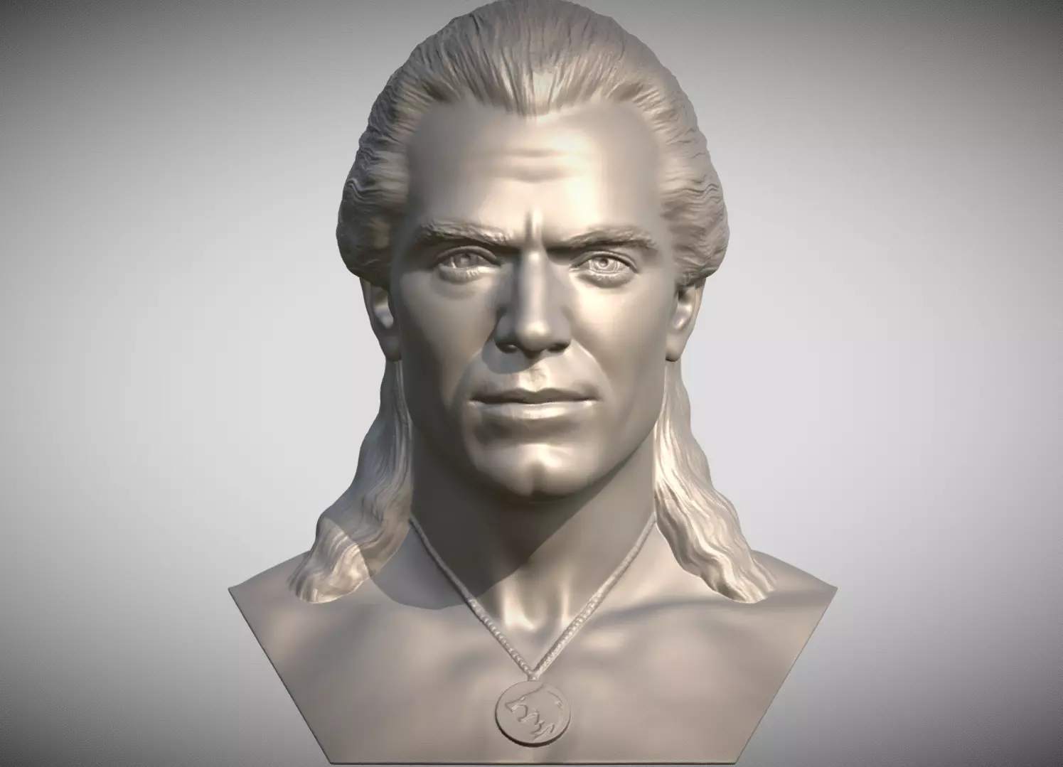 Geralt of Rivia The Witcher Cavill bust 3D print model_0