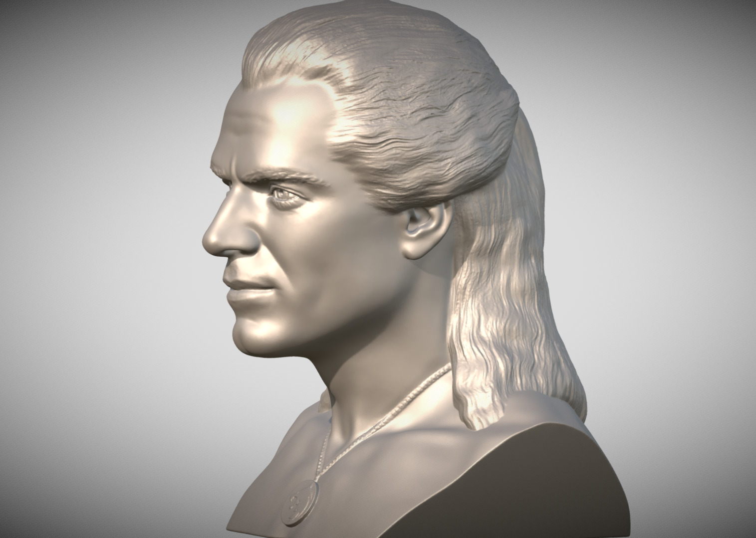 Geralt of Rivia The Witcher Cavill bust 3D print model_2