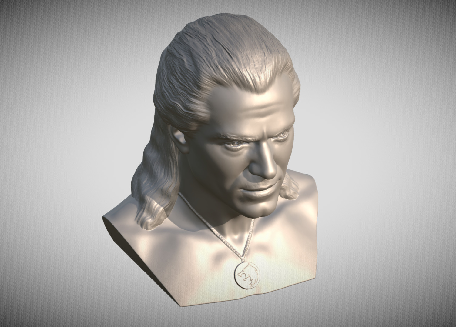 Geralt of Rivia The Witcher Cavill bust 3D print model_12