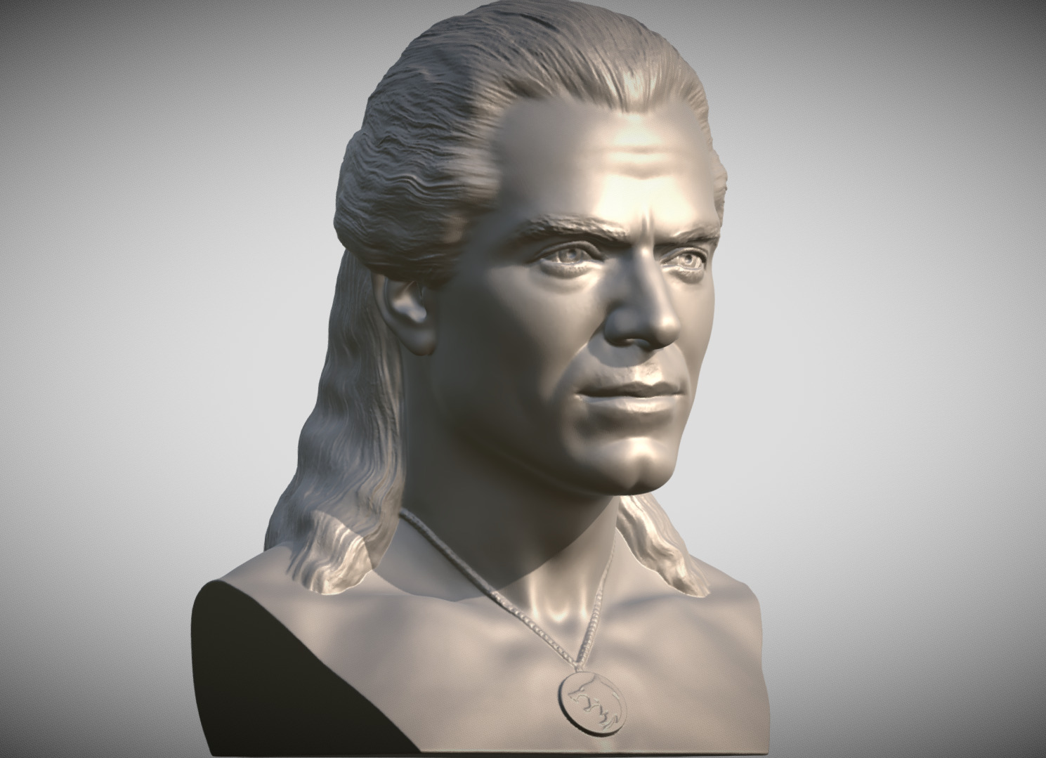 Geralt of Rivia The Witcher Cavill bust 3D print model_7