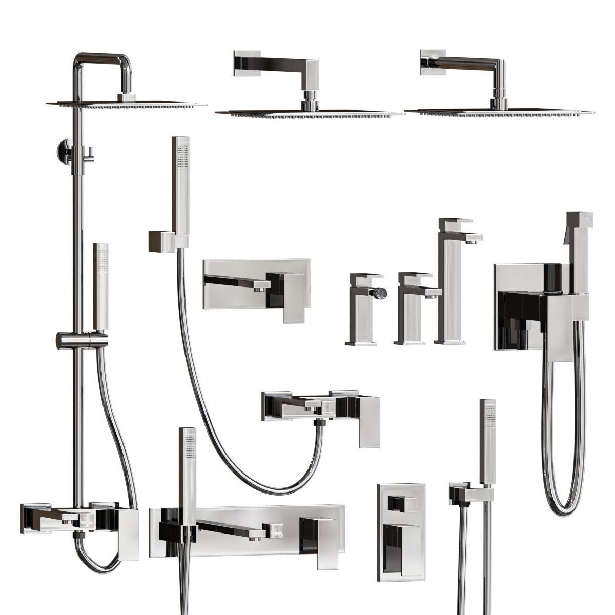 Boheme Qubic Faucet Set 3D model_1