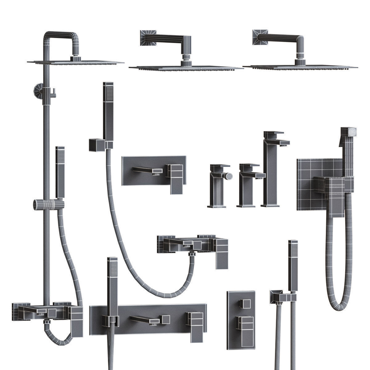 Boheme Qubic Faucet Set 3D model_5