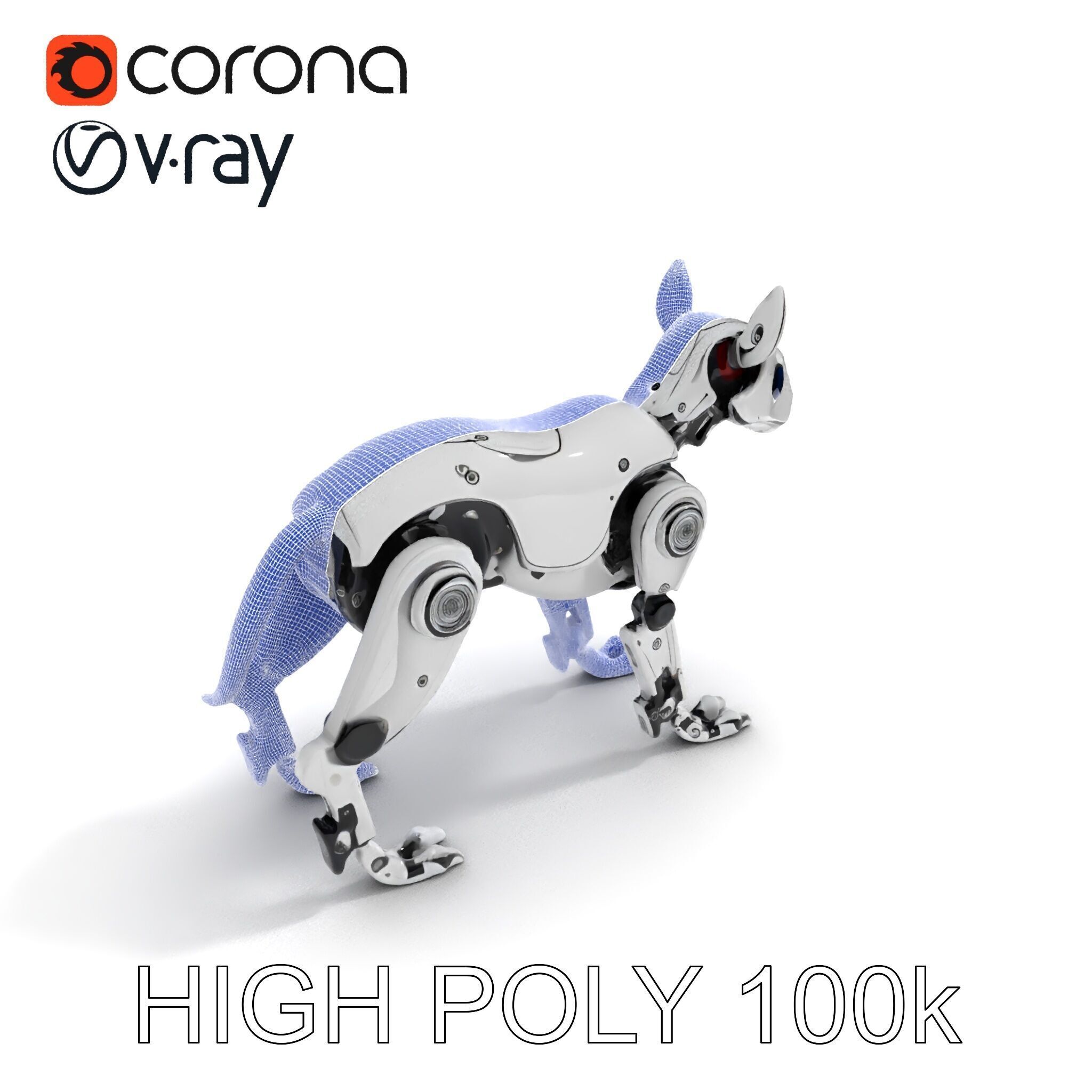 Futuristic Robotic Dog Model Pack Low-poly 3D model_14