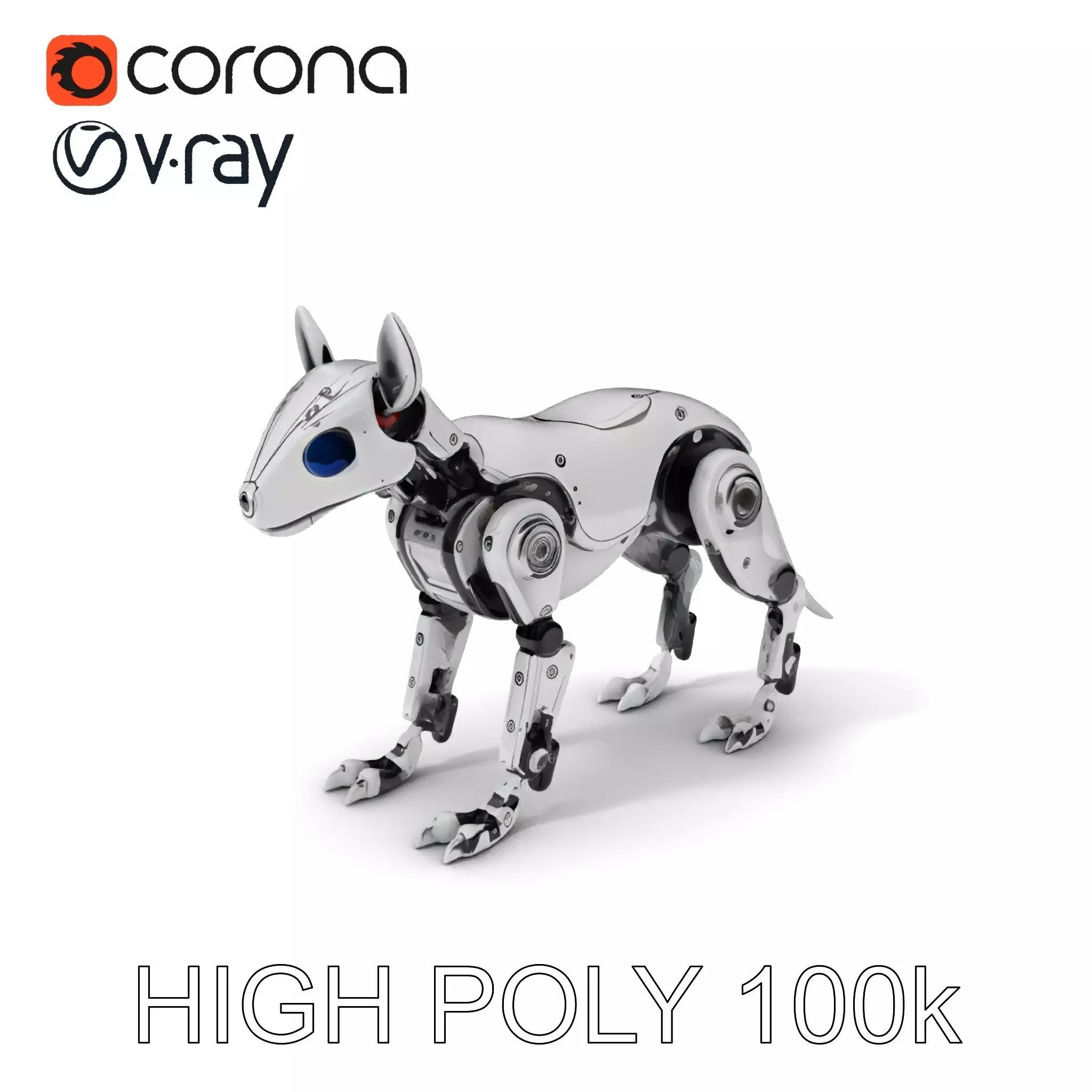 Futuristic Robotic Dog Model Pack Low-poly 3D model_0