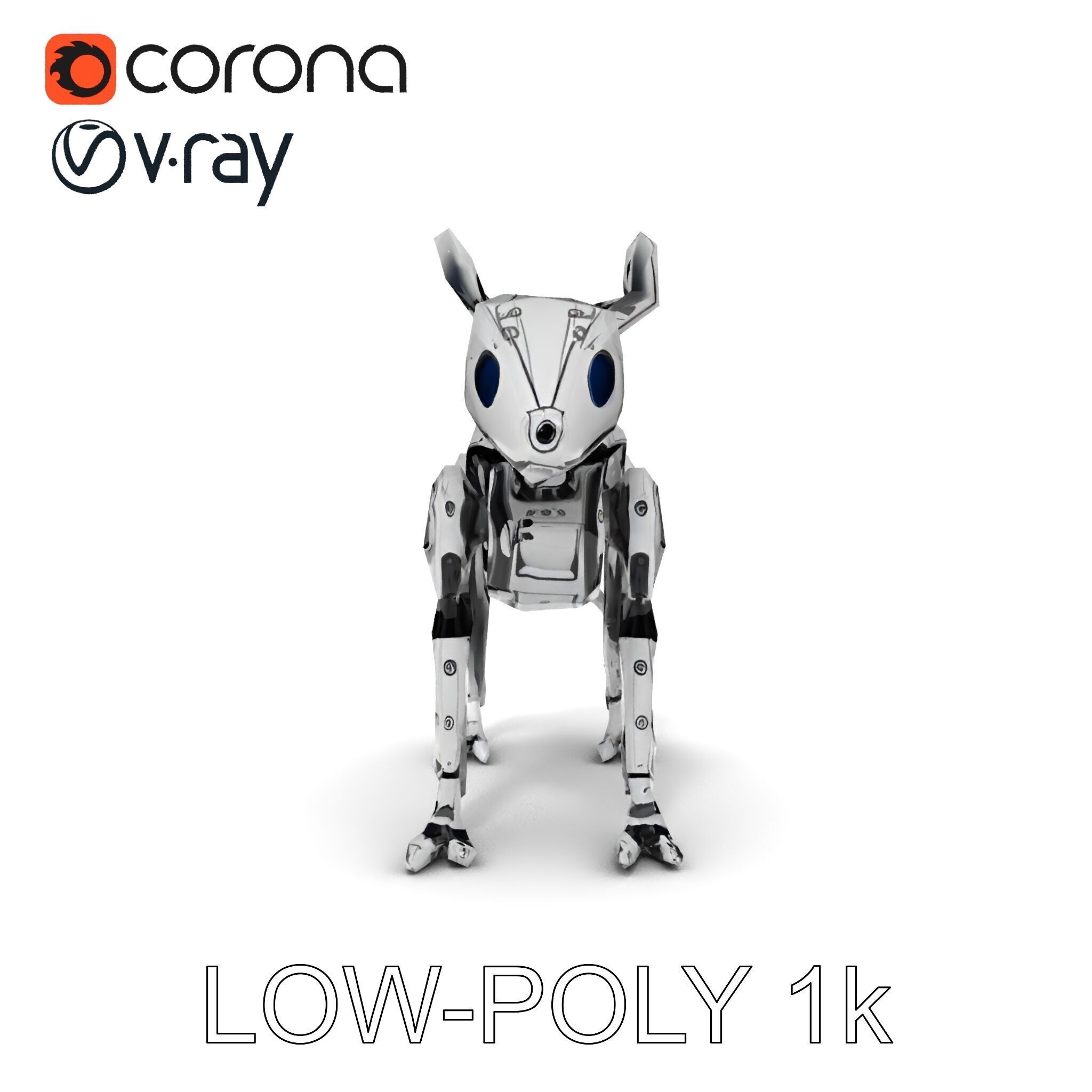 Futuristic Robotic Dog Model Pack Low-poly 3D model_7