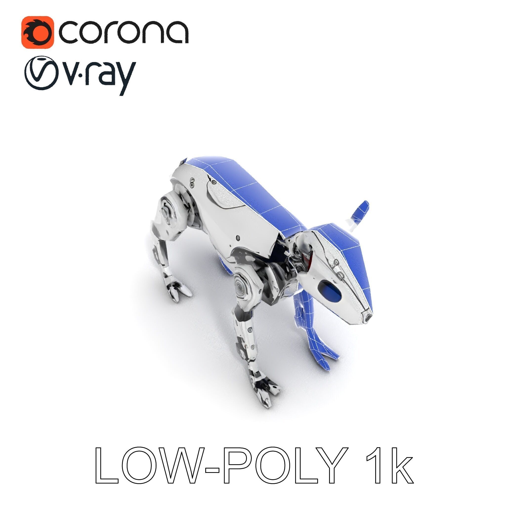 Futuristic Robotic Dog Model Pack Low-poly 3D model_19