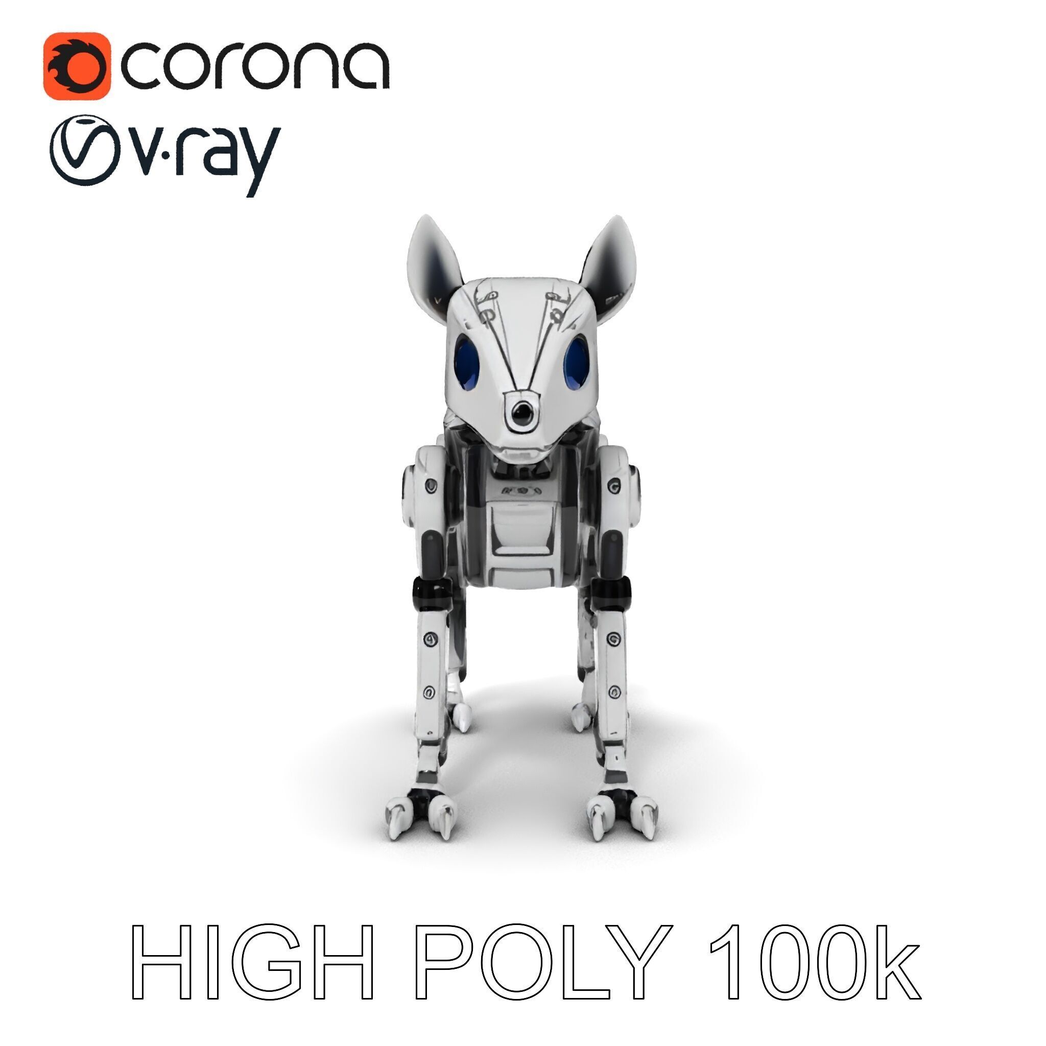 Futuristic Robotic Dog Model Pack Low-poly 3D model_29