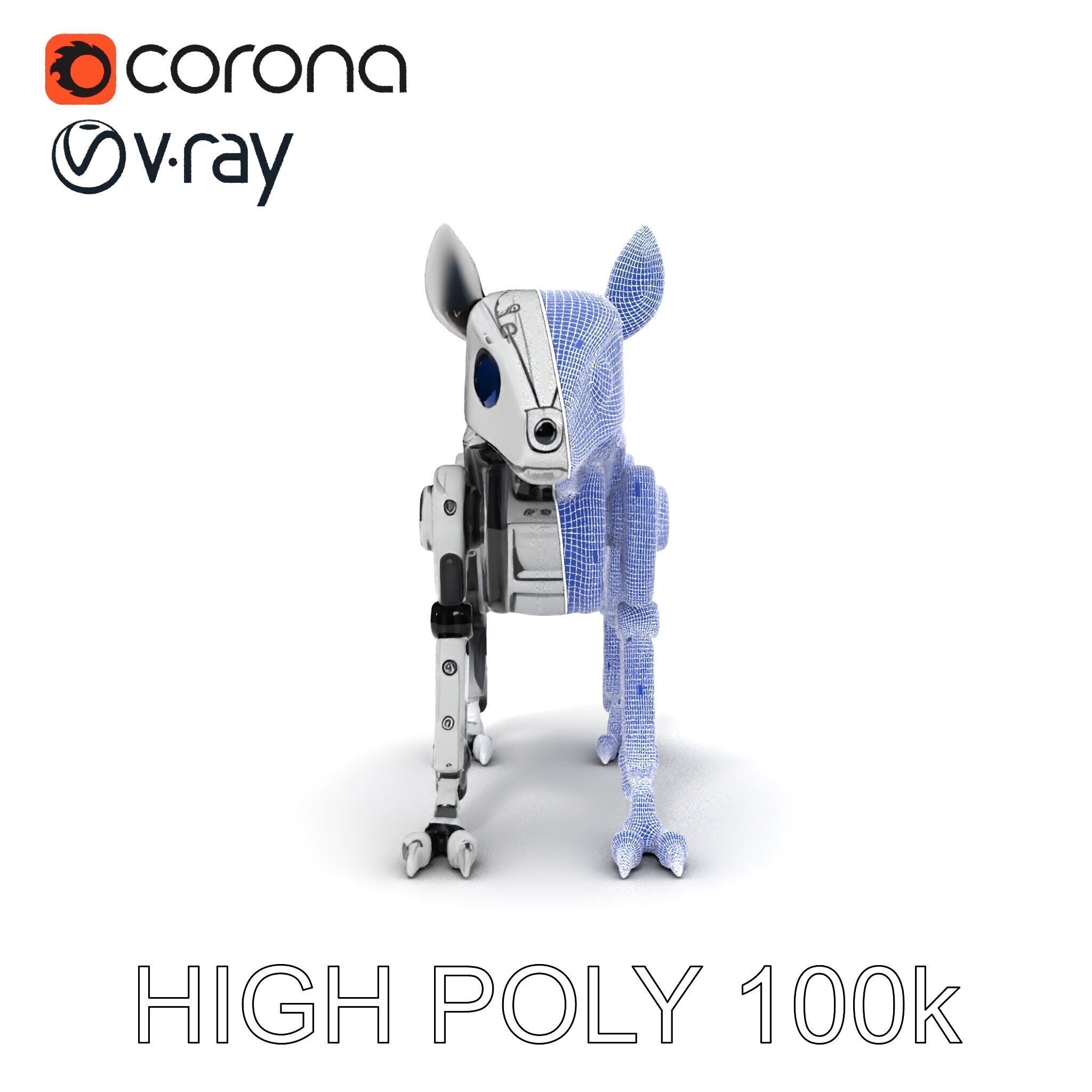 Futuristic Robotic Dog Model Pack Low-poly 3D model_32