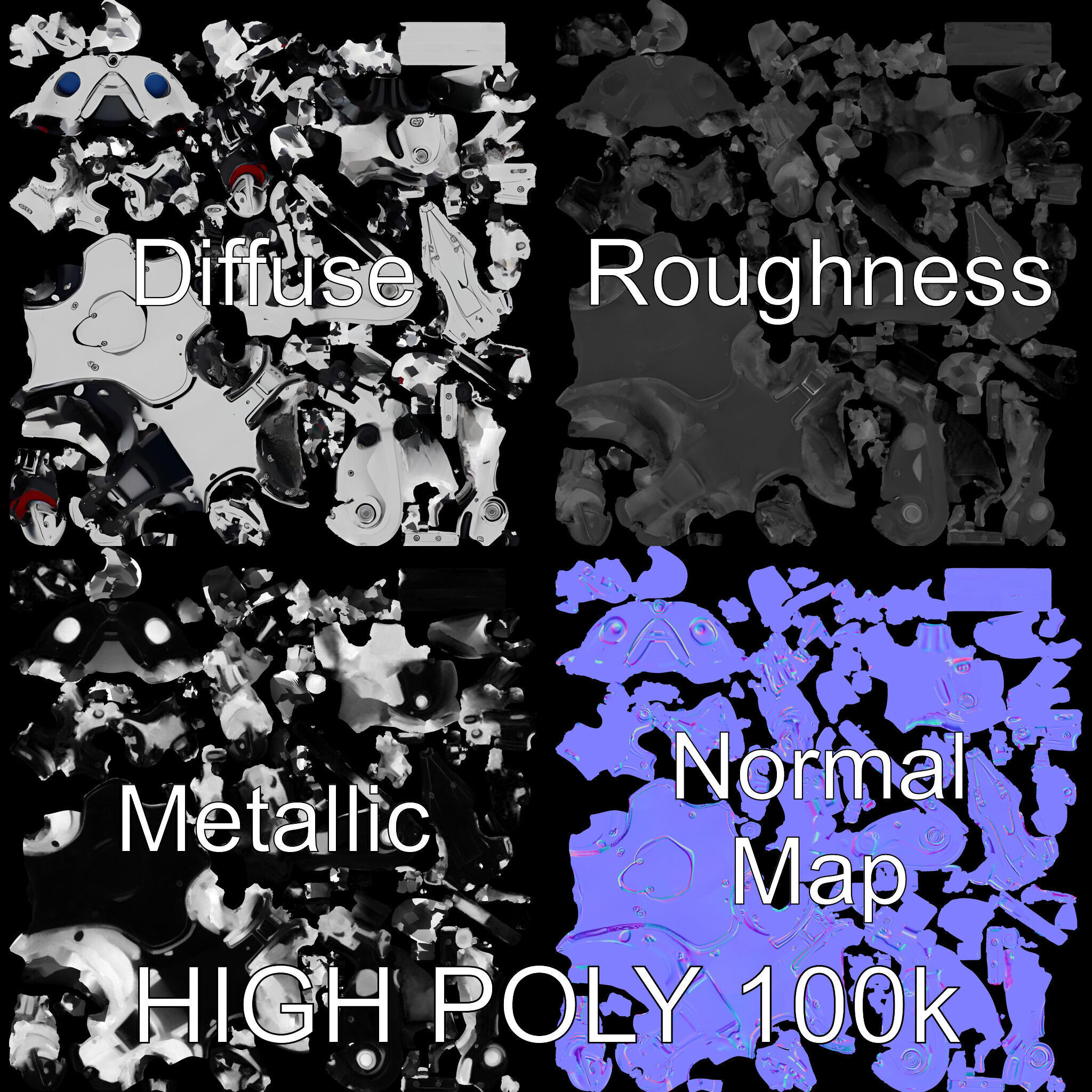 Futuristic Robotic Dog Model Pack Low-poly 3D model_2