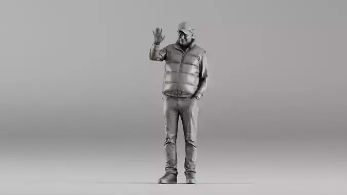 001615 Casual Man Waving Friendly Urban Character 3dp 3D print model