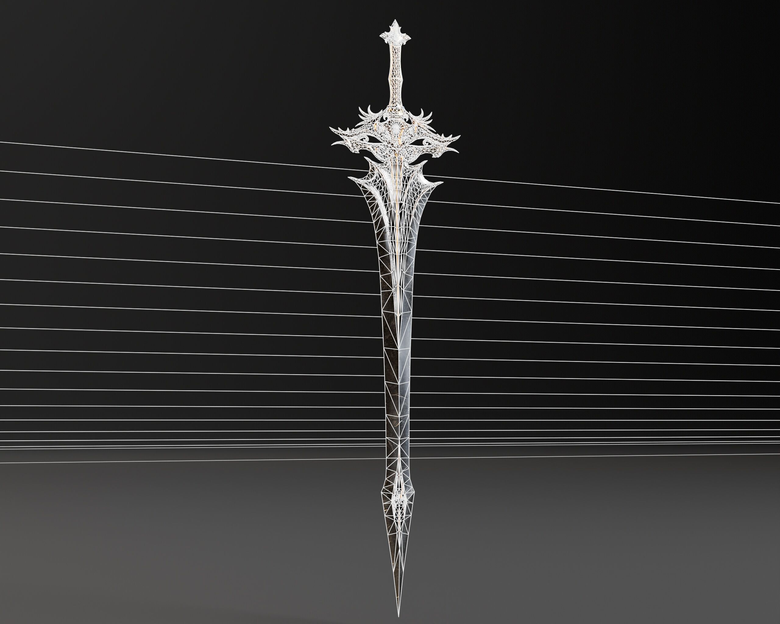 High Paladin Sword  Low-poly 3D model_13