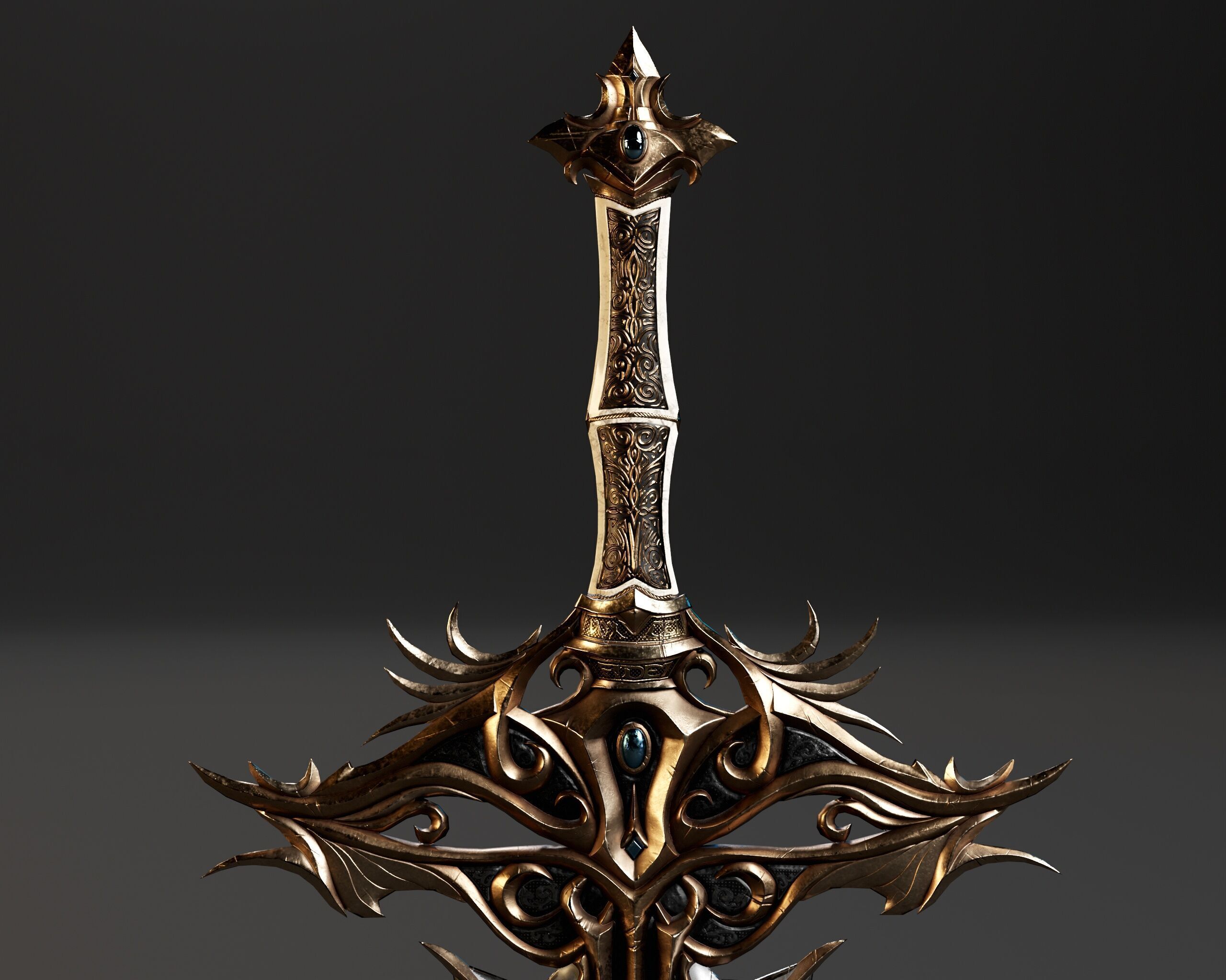 High Paladin Sword  Low-poly 3D model_4