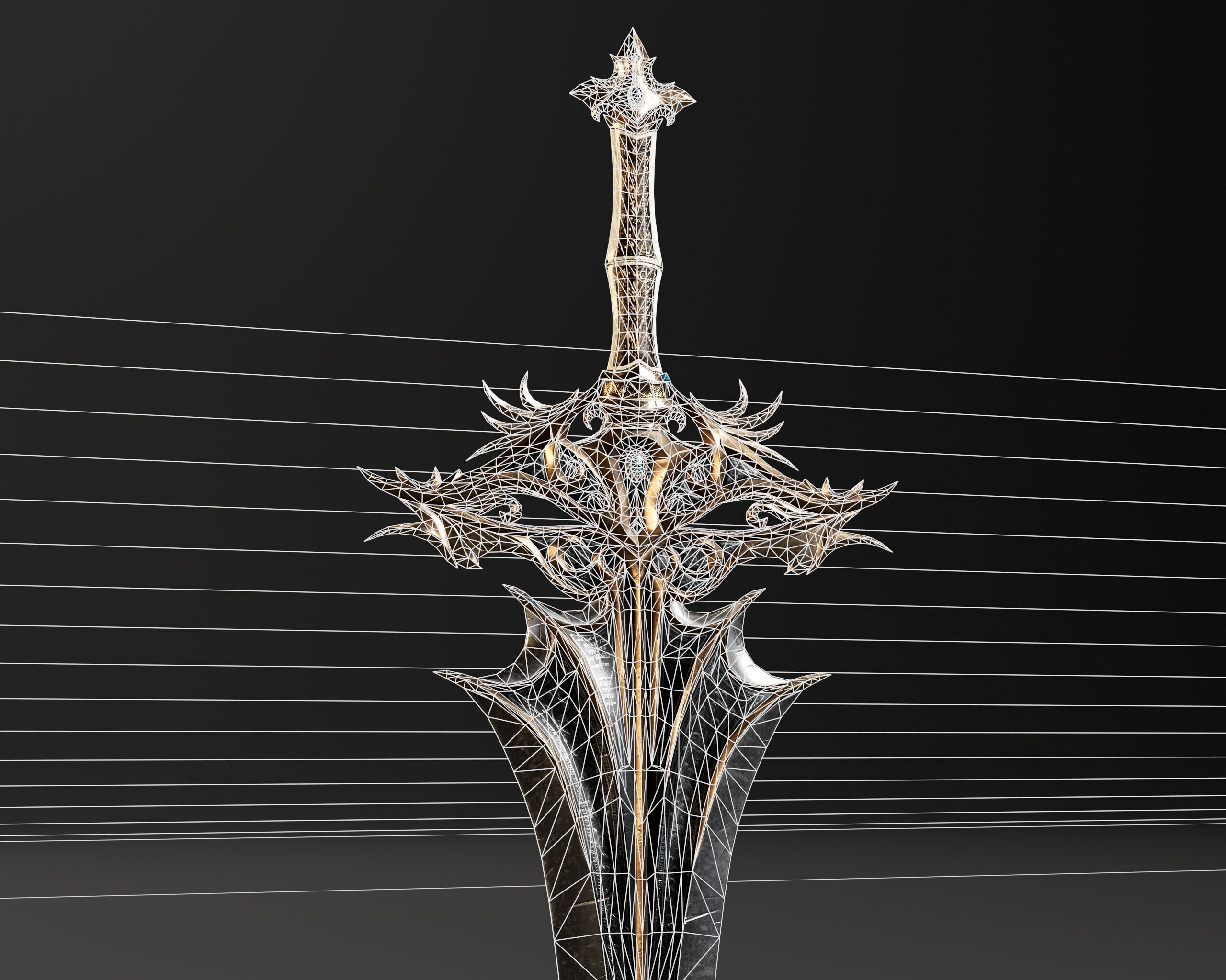 High Paladin Sword  Low-poly 3D model_3