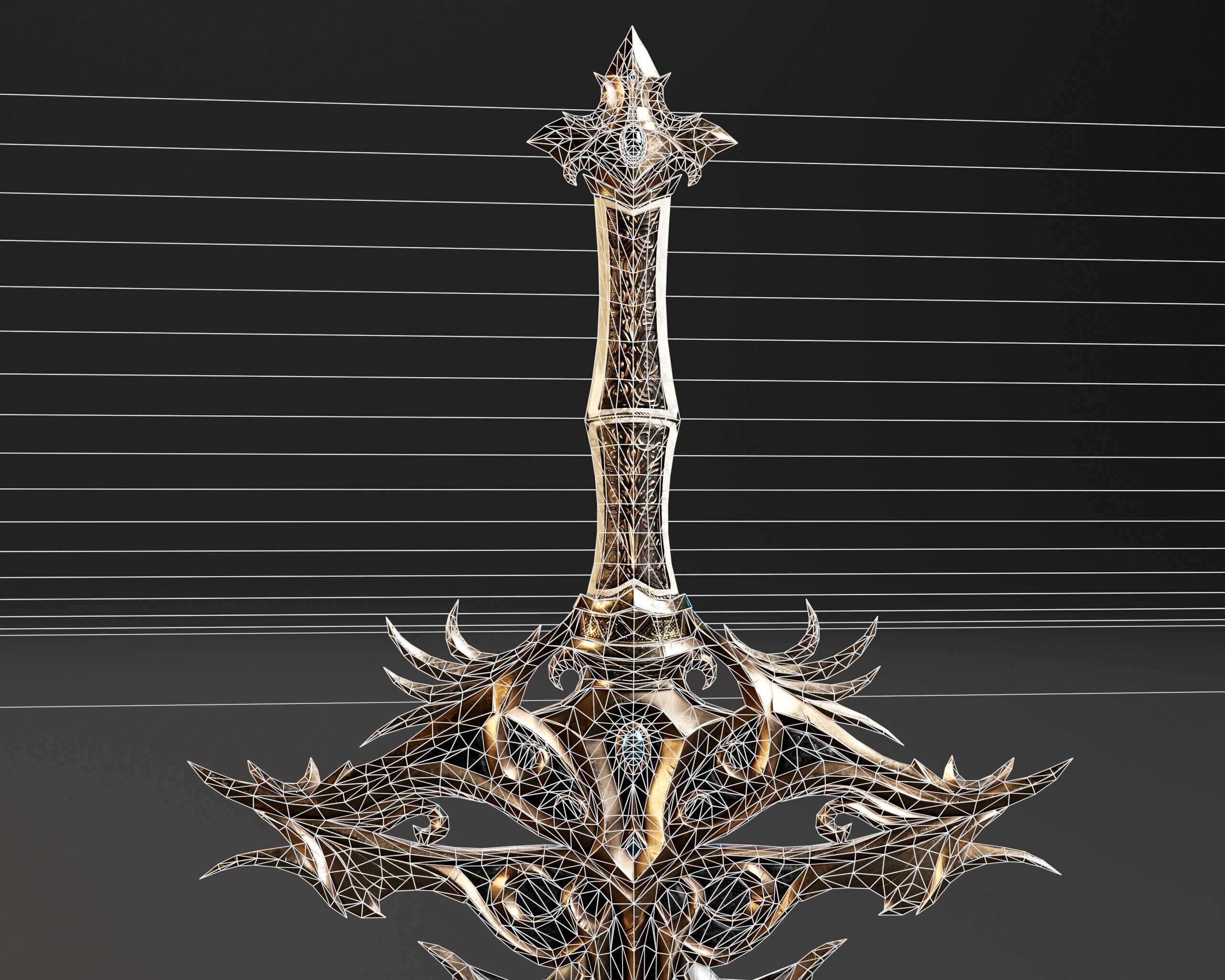 High Paladin Sword  Low-poly 3D model_5