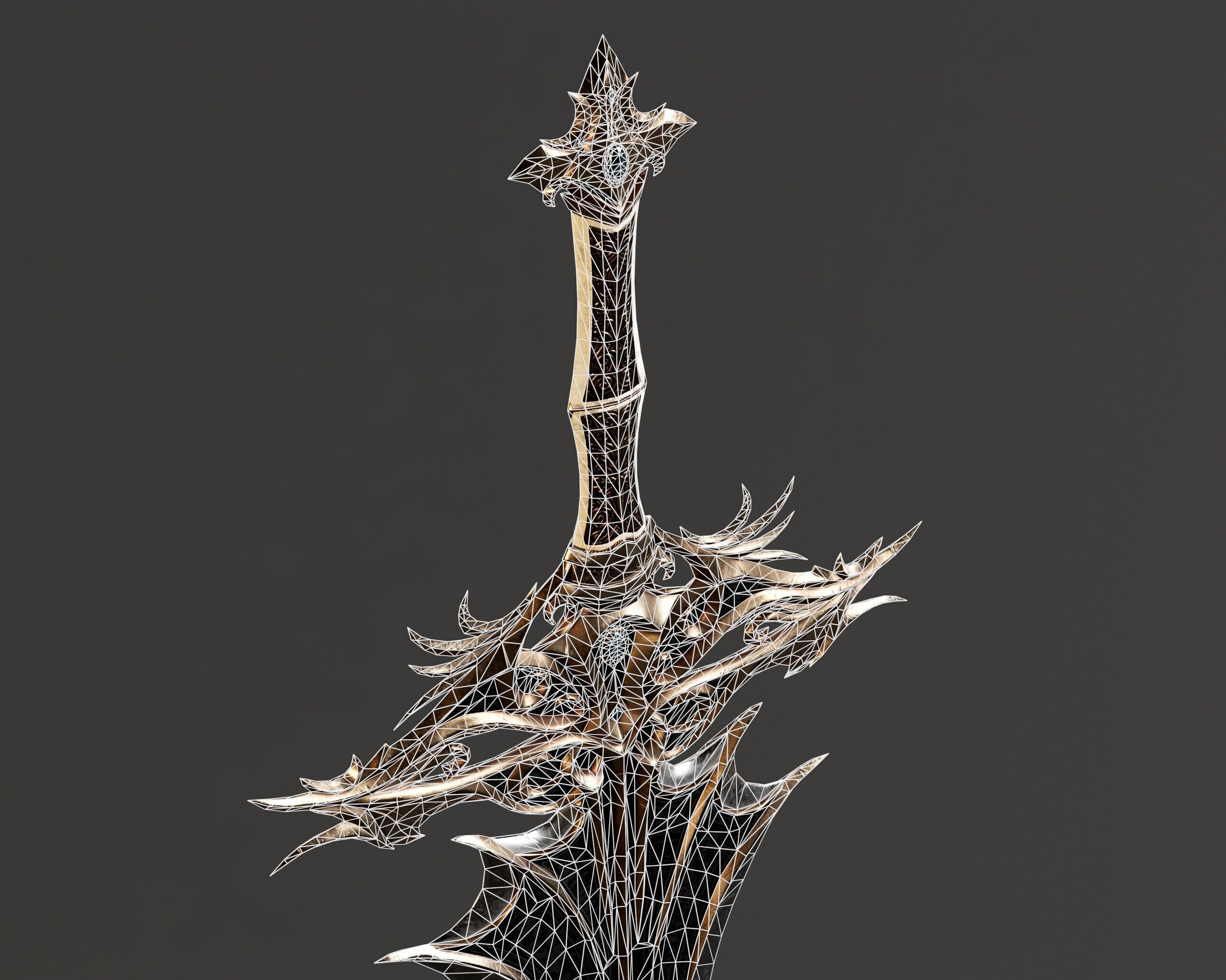 High Paladin Sword  Low-poly 3D model_7