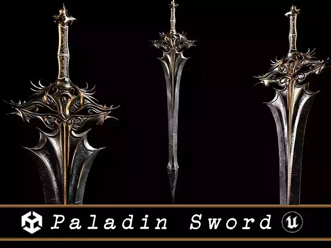 High Paladin Sword  Low-poly 3D model